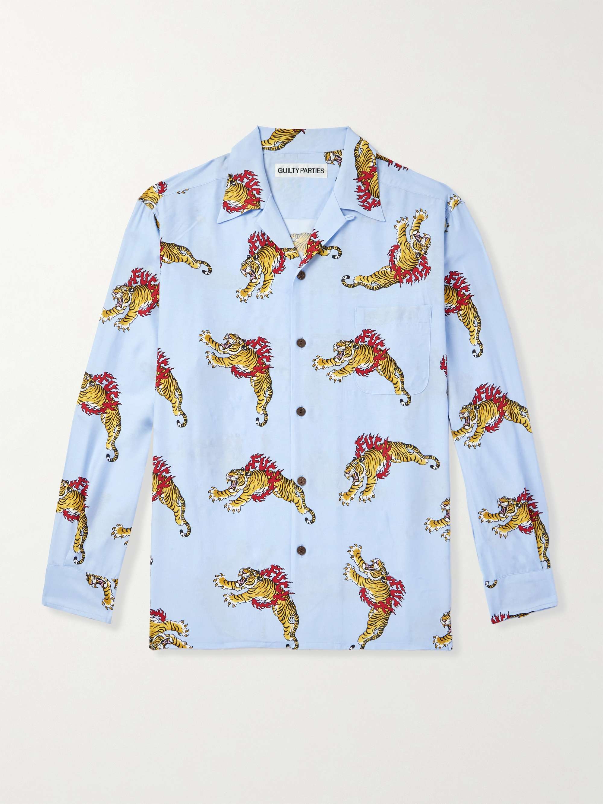 + Tim Lehi Convertible-Collar Printed Matte-Satin Shirt view