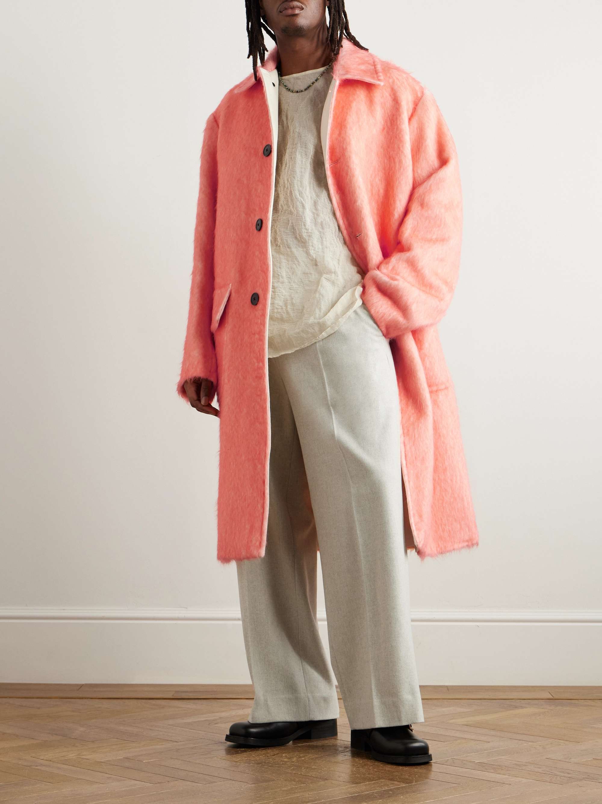 Oversized Brushed Alpaca, Cotton and Wool-Blend Coat view