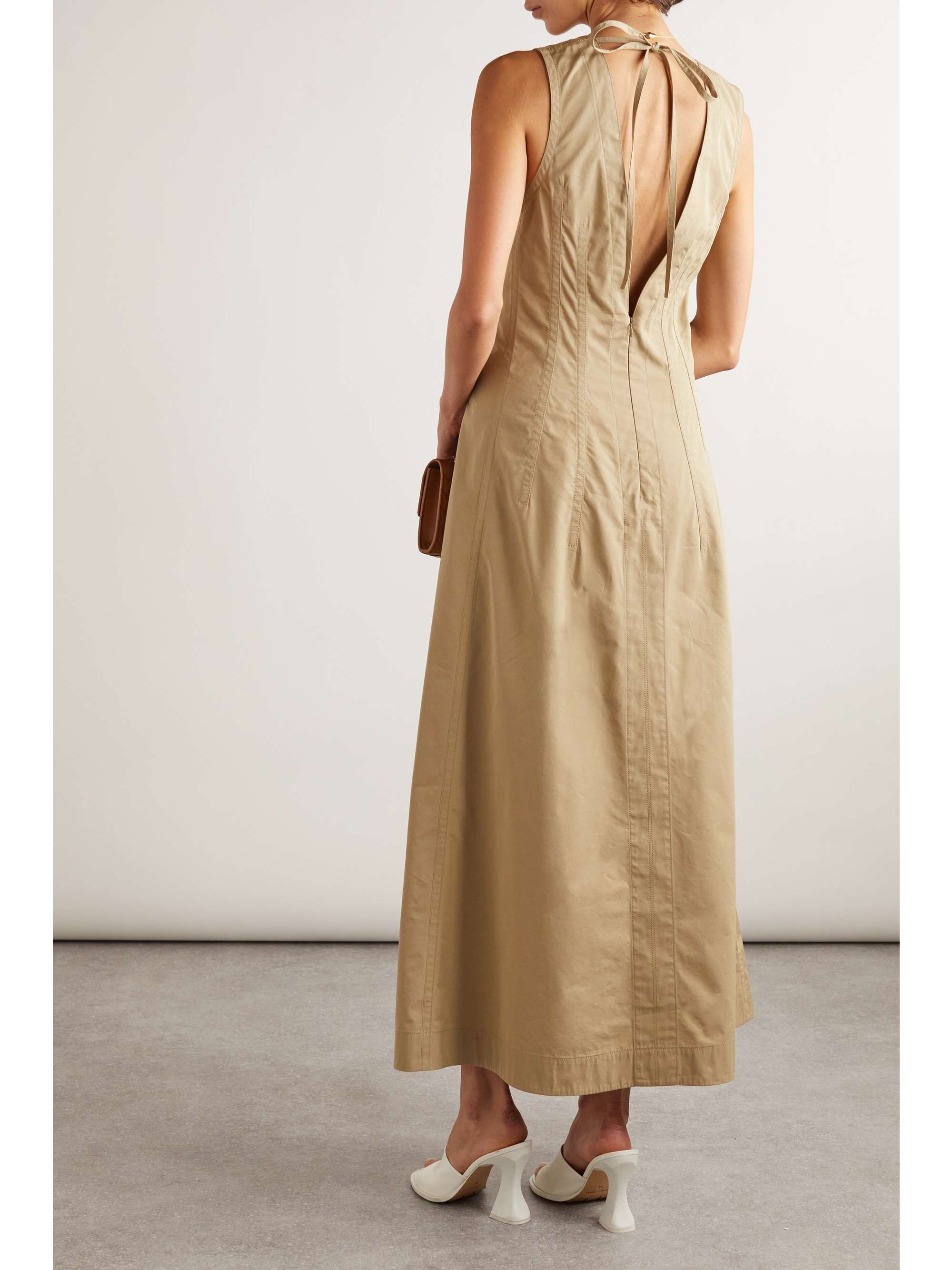 Tie-detailed cotton-blend maxi dress view