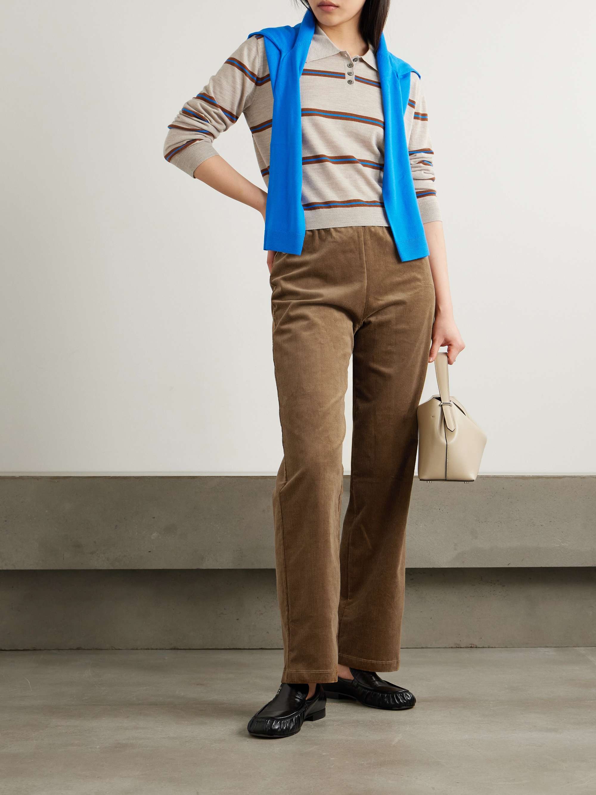 Stretch-cotton corduroy straight-leg pants view