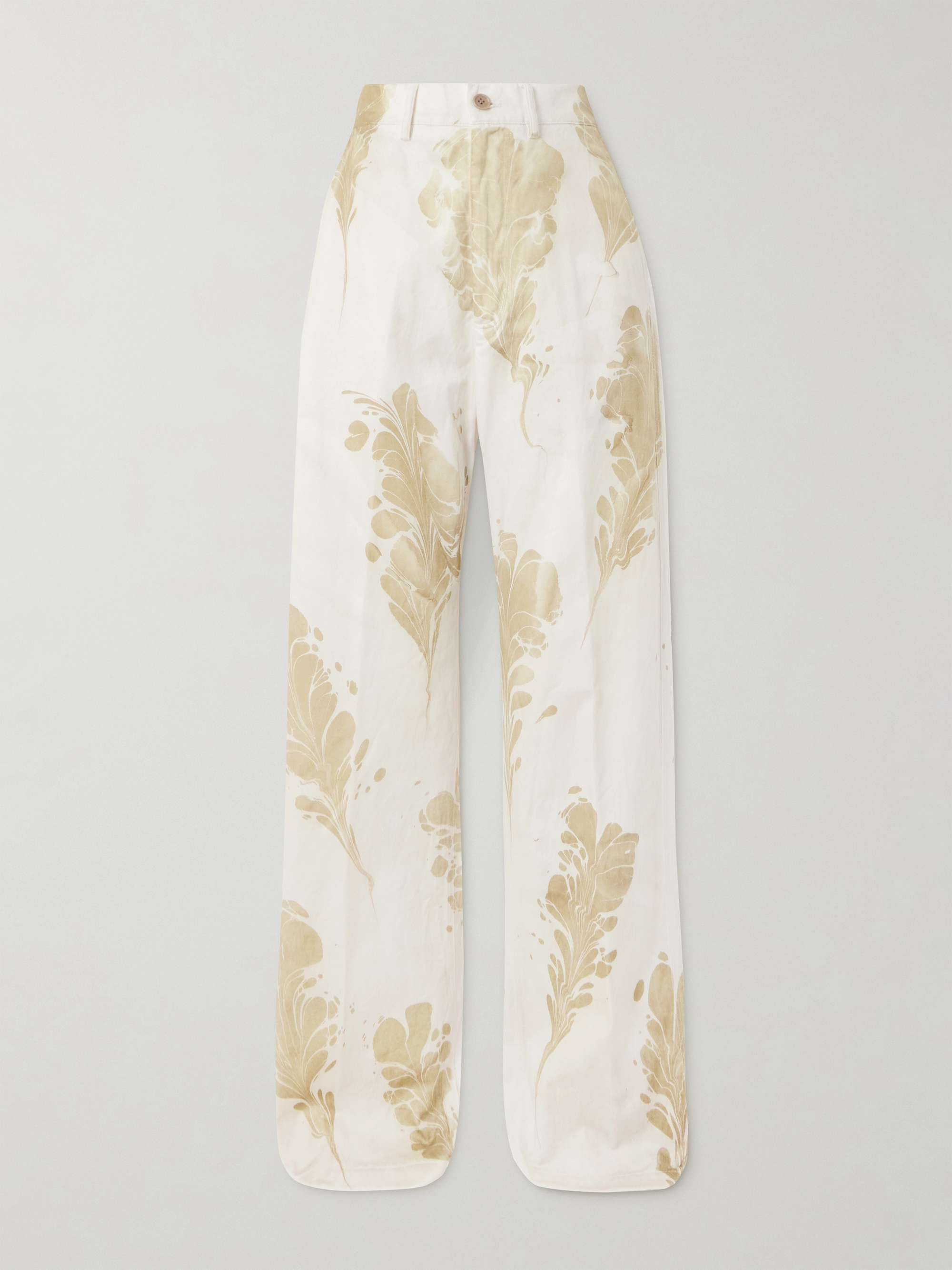 Floral-print cotton straight-leg pants view