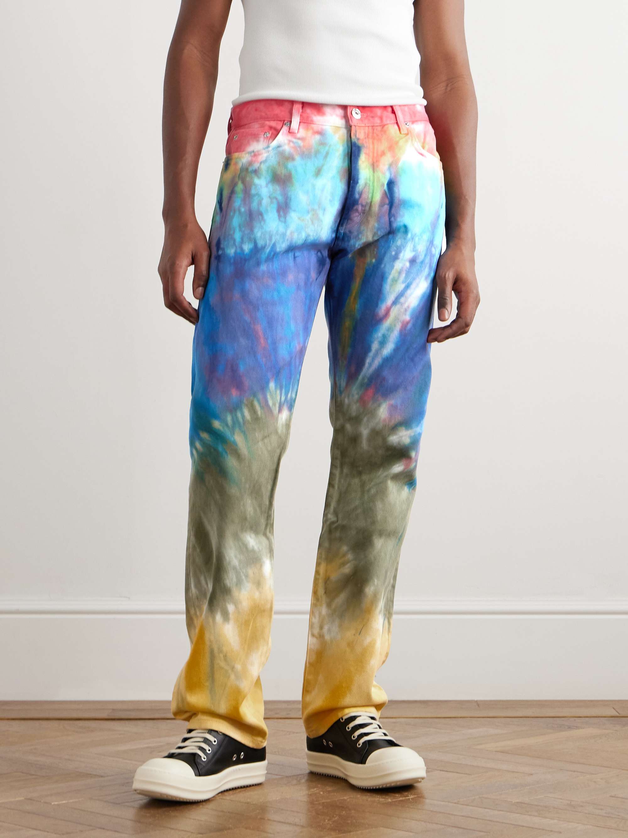 Marley Straight-Leg Distressed Tie-Dyed Jeans view