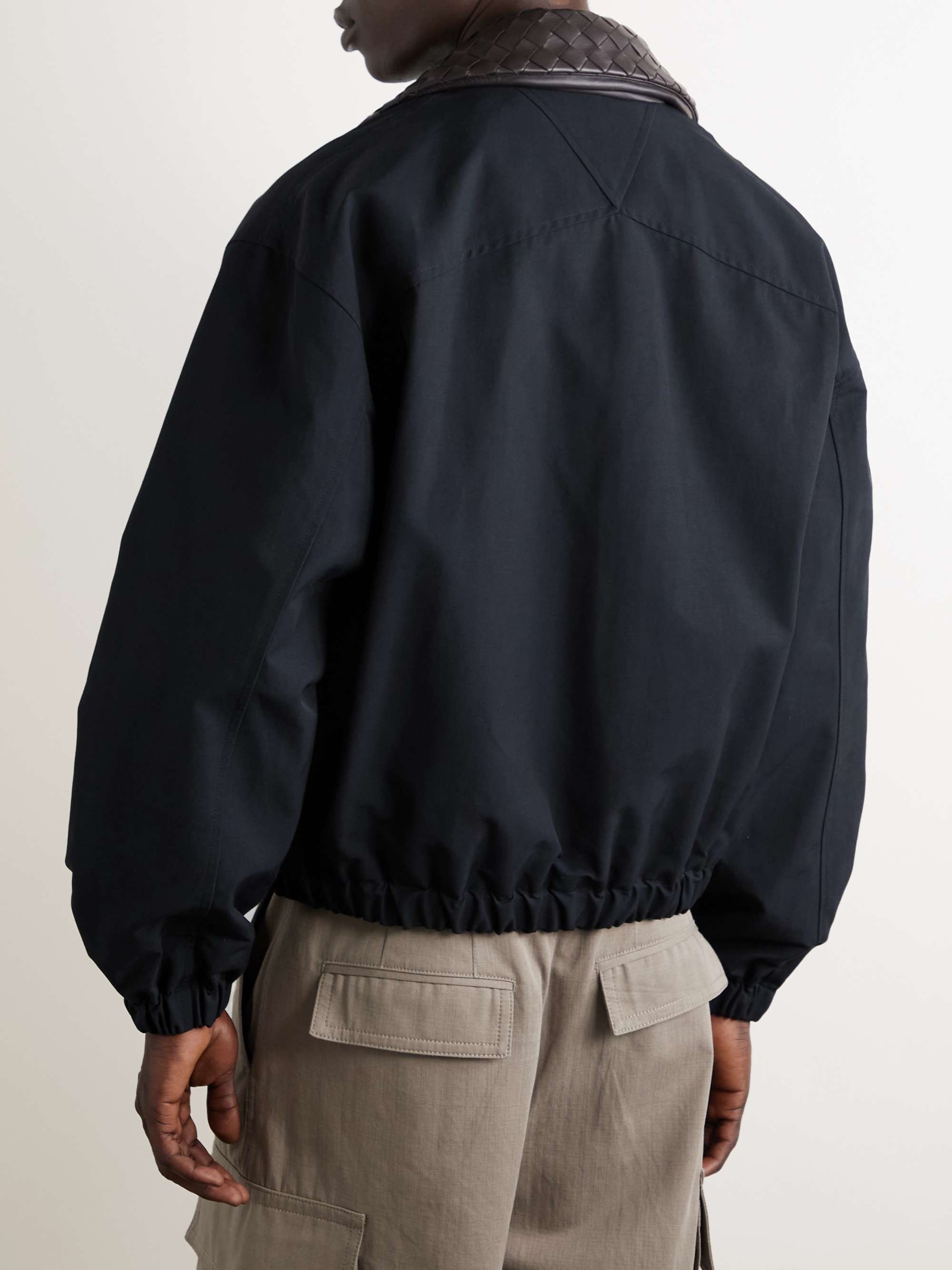 Intrecciato Leather-Trimmed Cotton-Blend Canvas Blouson view