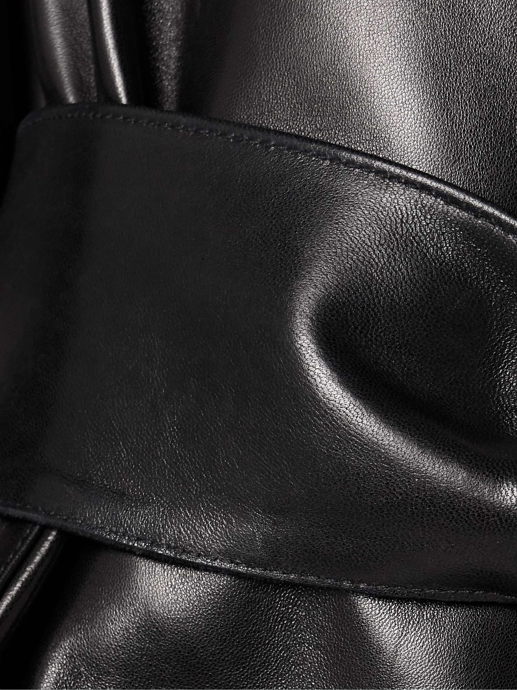 Edith asymmetric belted leather jacket view