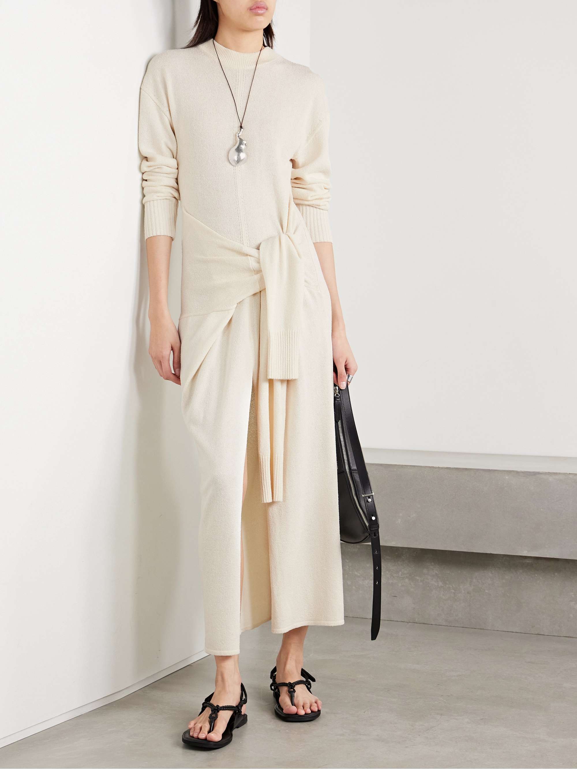 Luca tie-detailed silk-blend maxi dress view