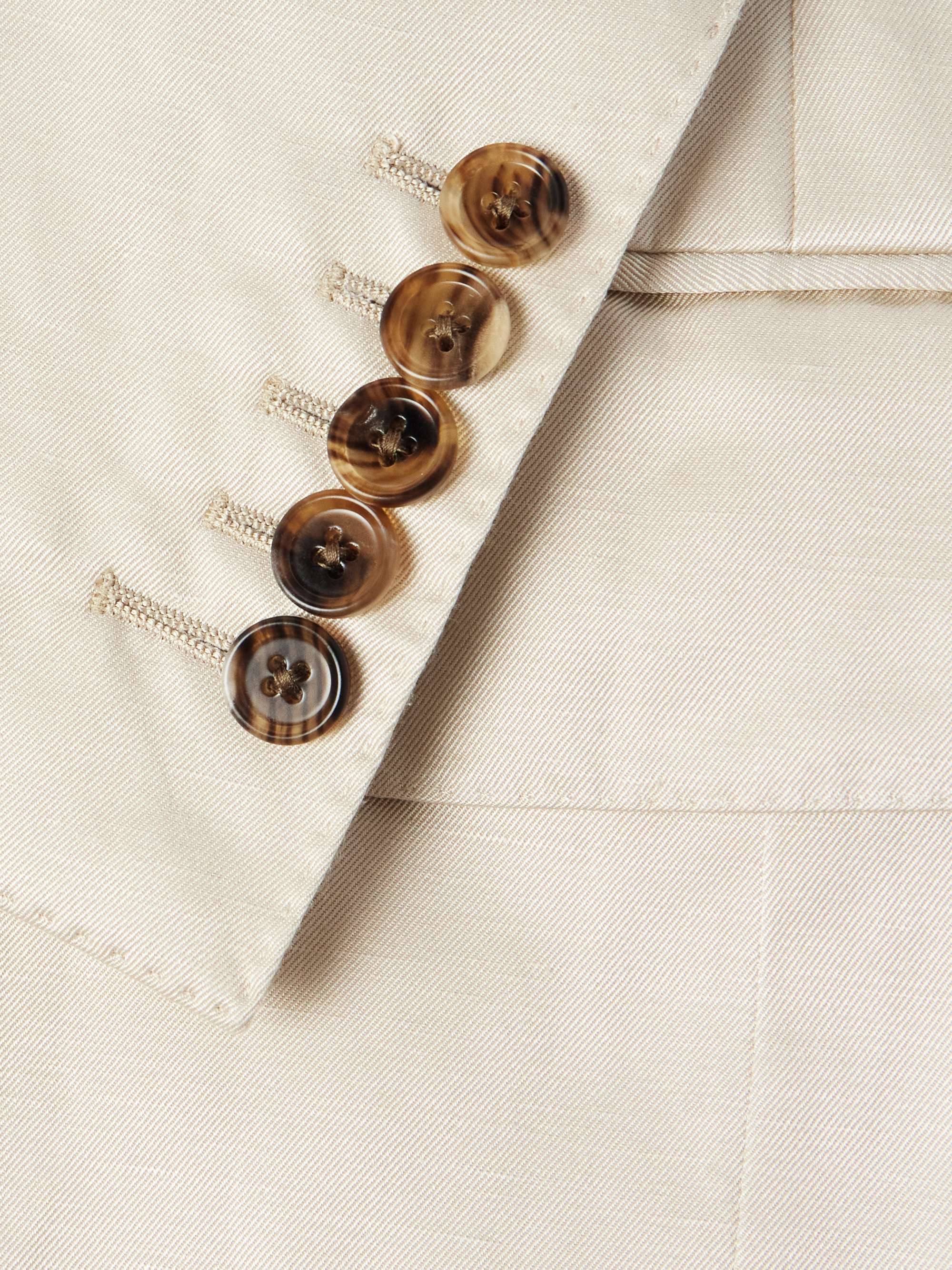Dyllan Double-Breasted Silk and Linen-Blend Twill Suit Jacket view