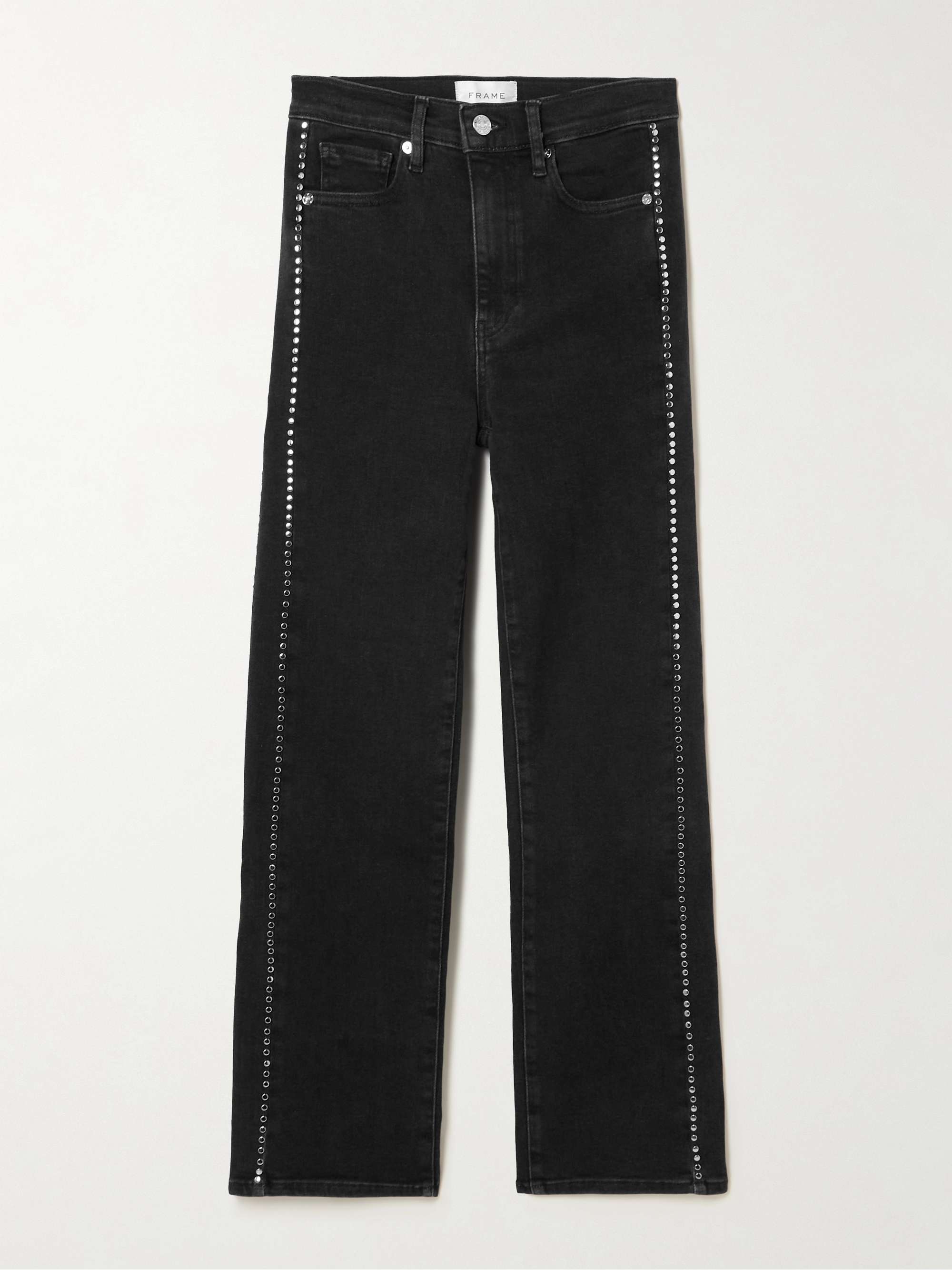 Le Sleek embellished cropped high-rise straight-leg jeans view