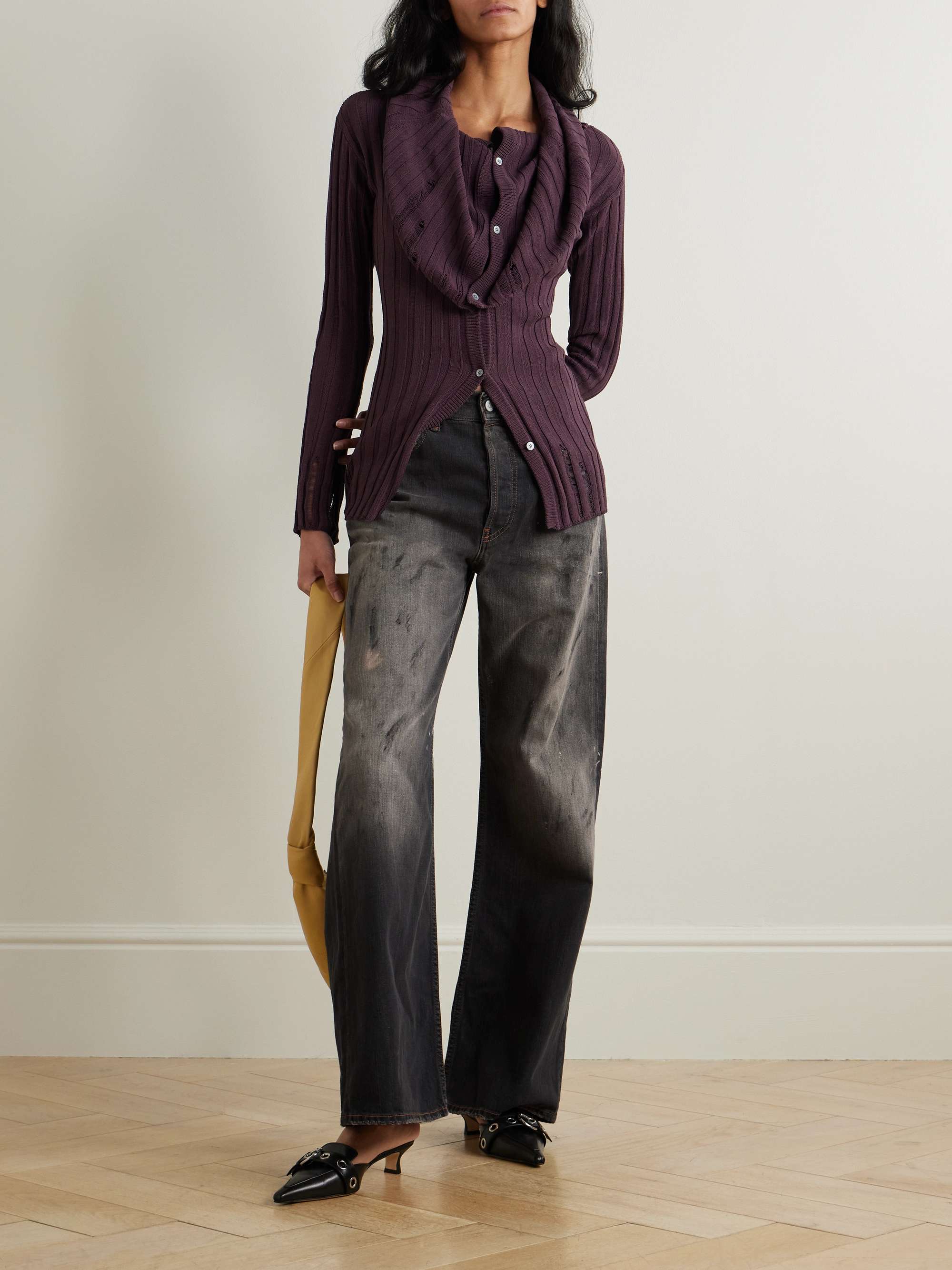 2021 distressed low-rise wide-leg organic jeans view