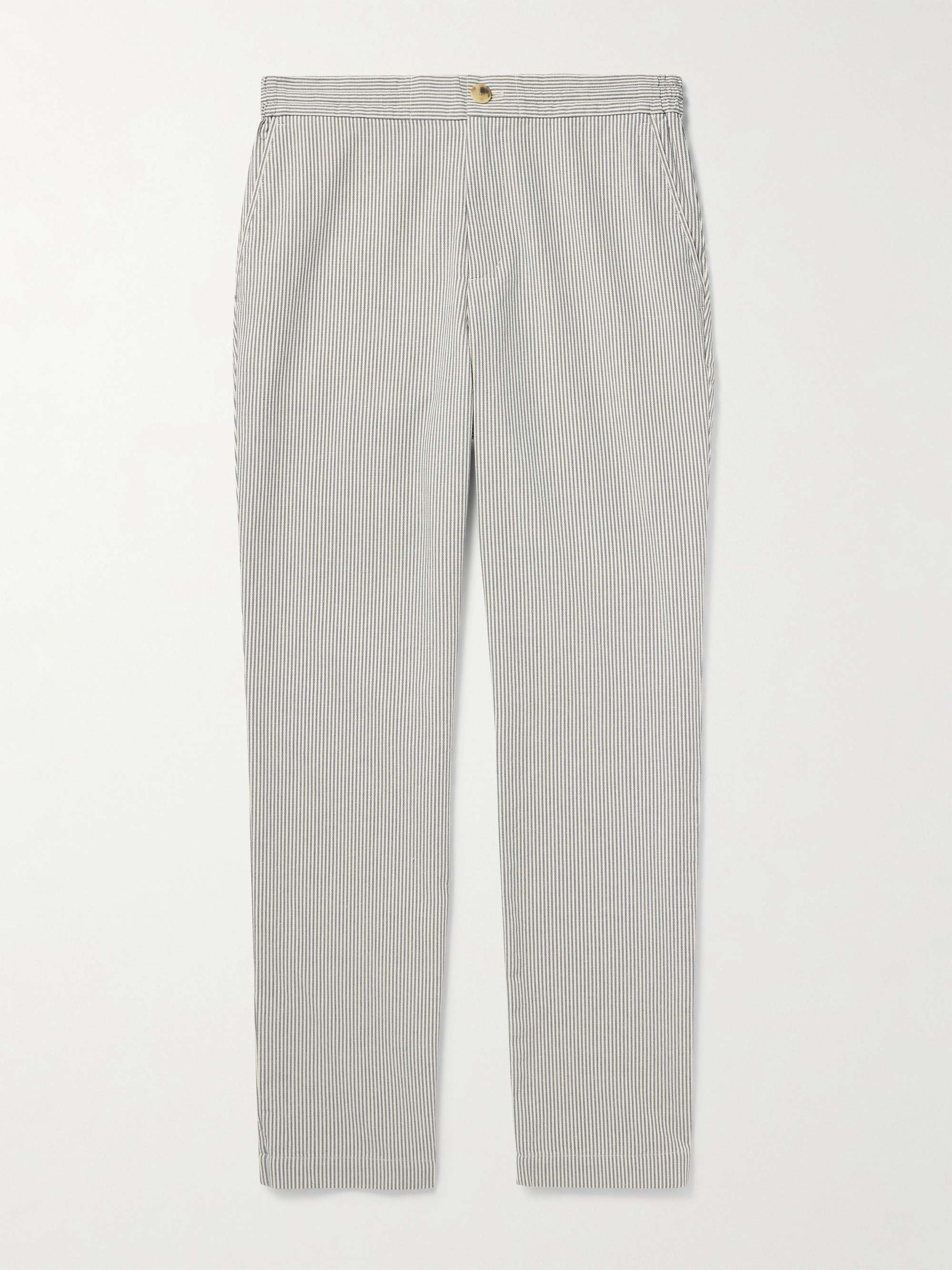 Edwin Straight-Leg Pinstriped Organic Cotton Trousers view