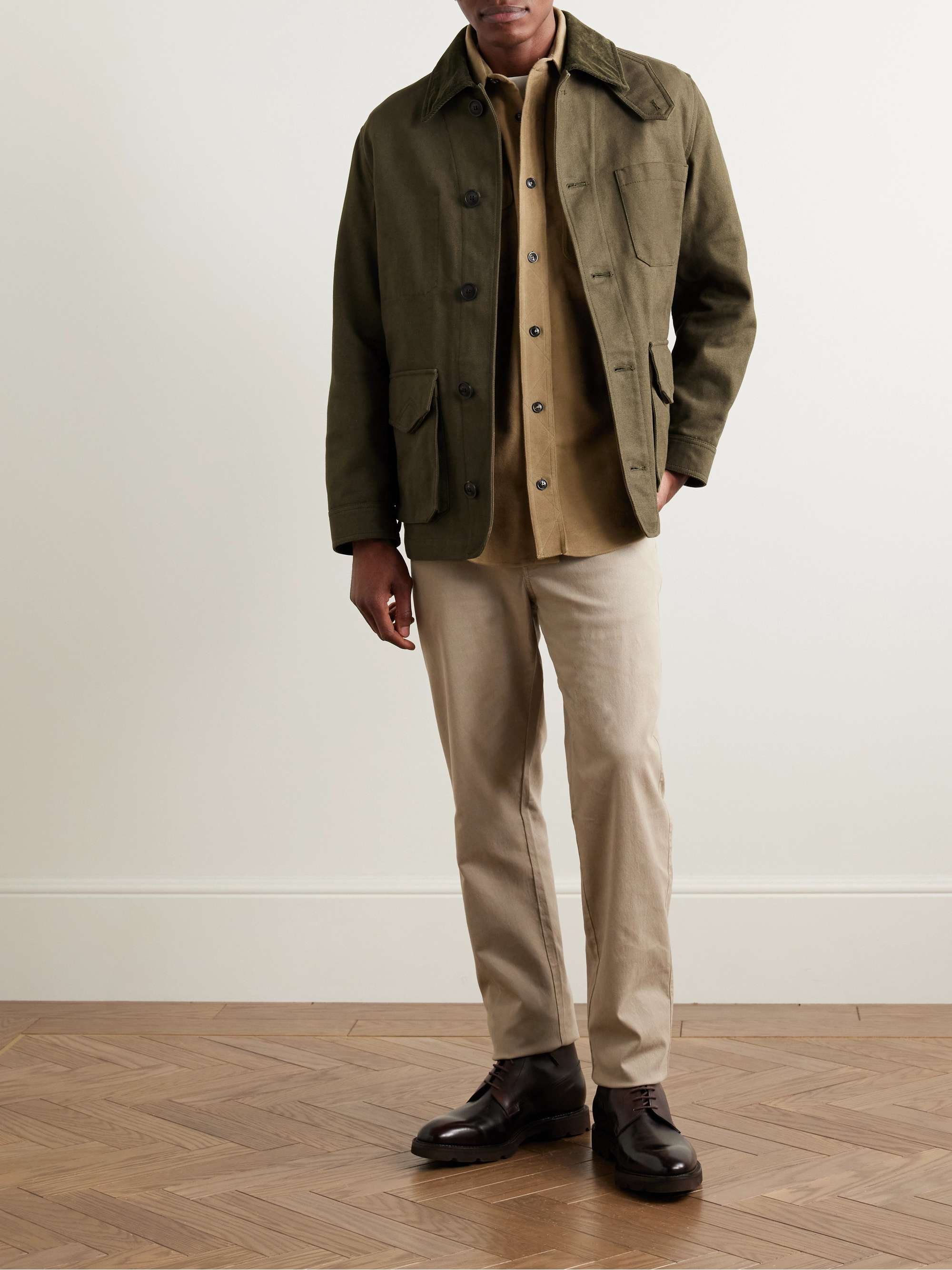 Corduroy-Trimmed Cotton-Canvas Jacket view