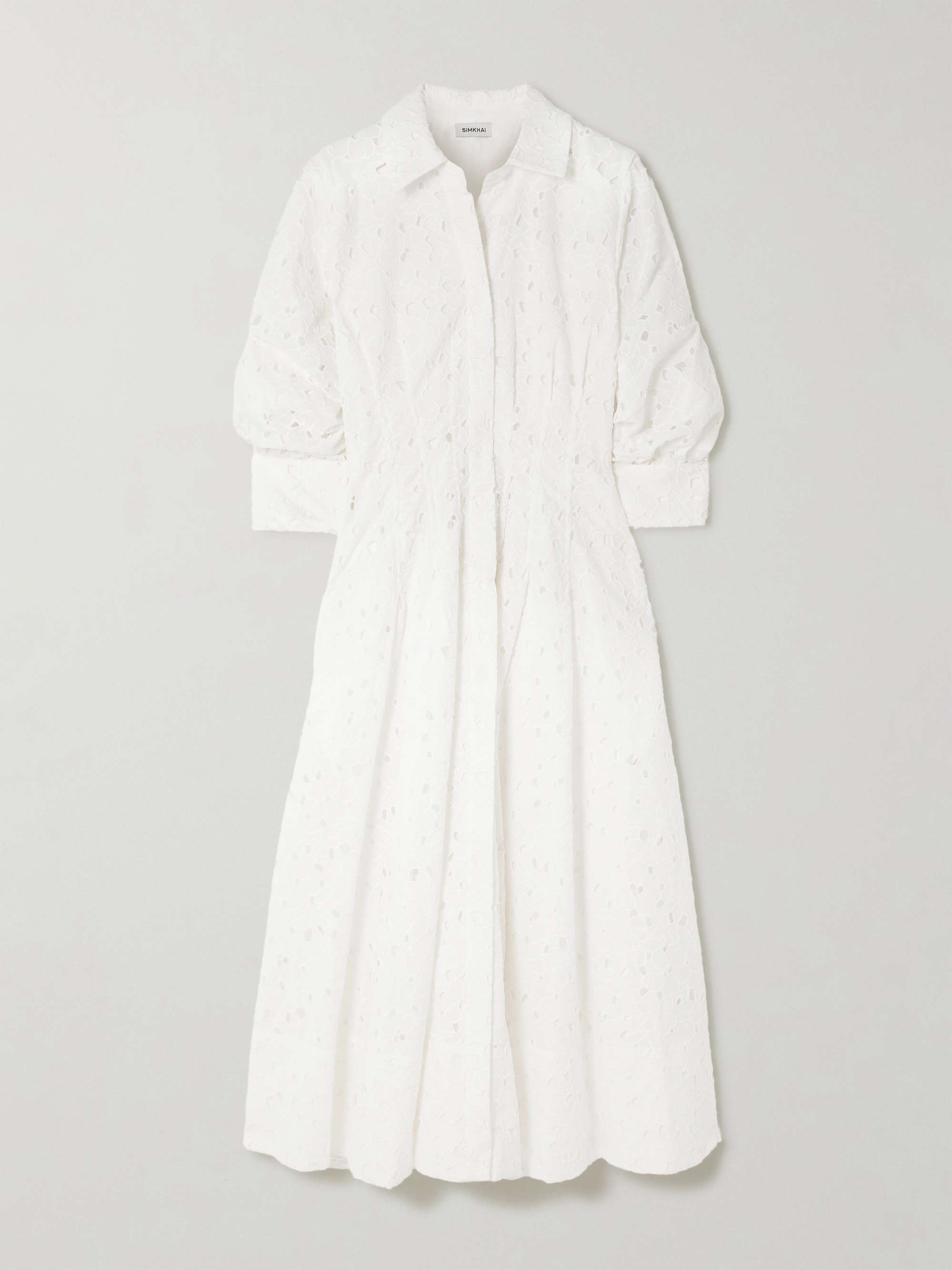 Jazz pleated broderie anglaise cotton midi shirt dress view