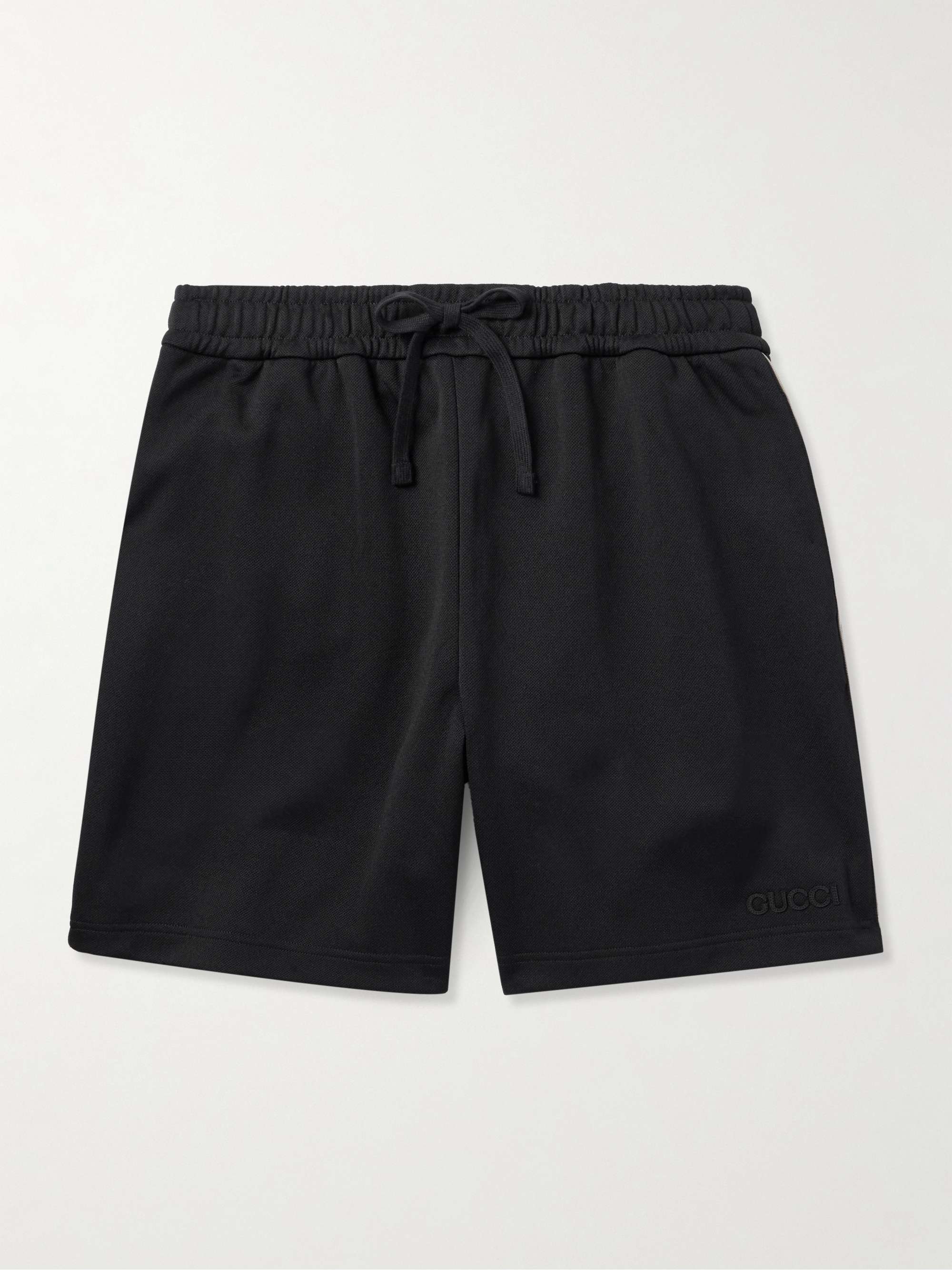 Straight-Leg Logo-Appliquéd Piqué Drawstring Shorts view
