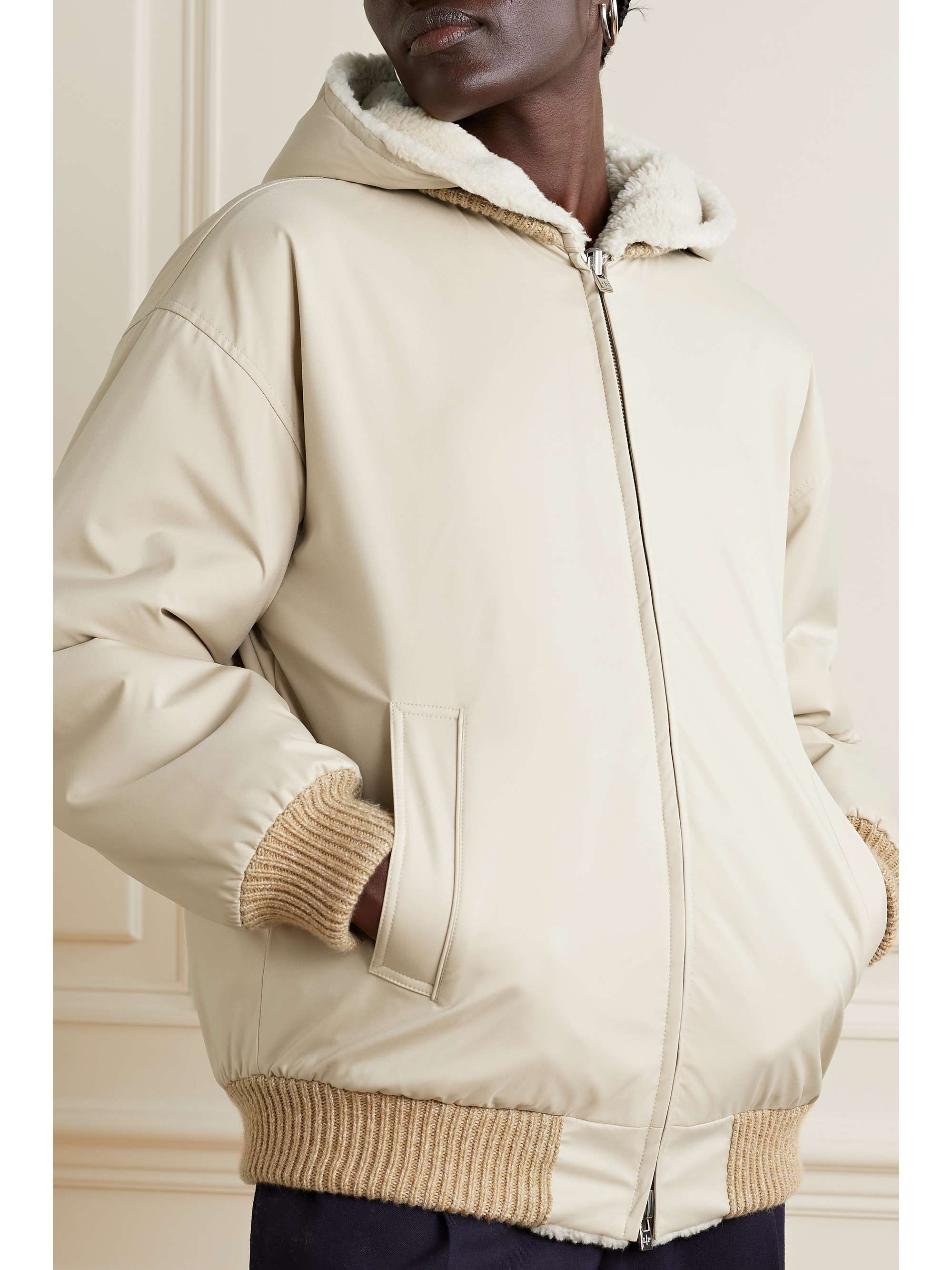 Carley reversible cashmere and silk-blend fleece and twill jacket view