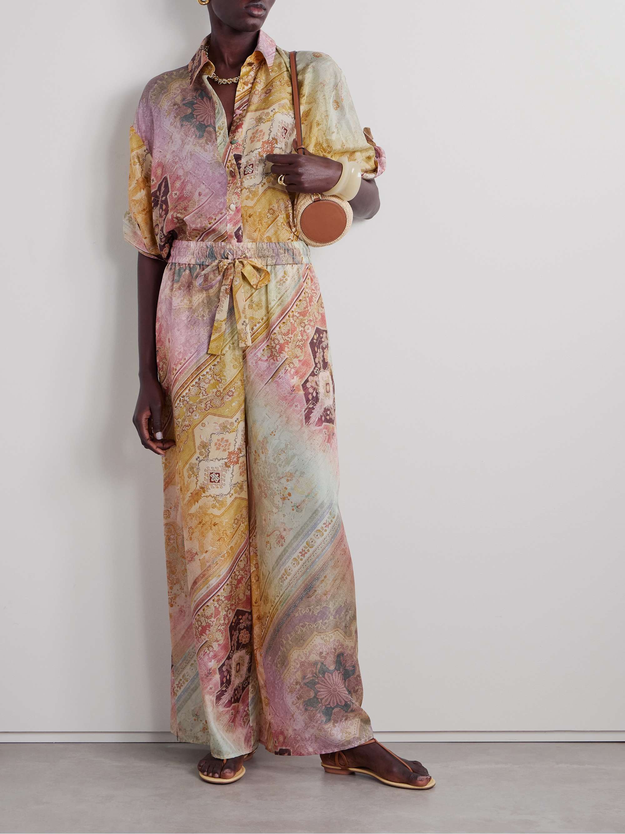 Tallow embellished printed silk shirt view