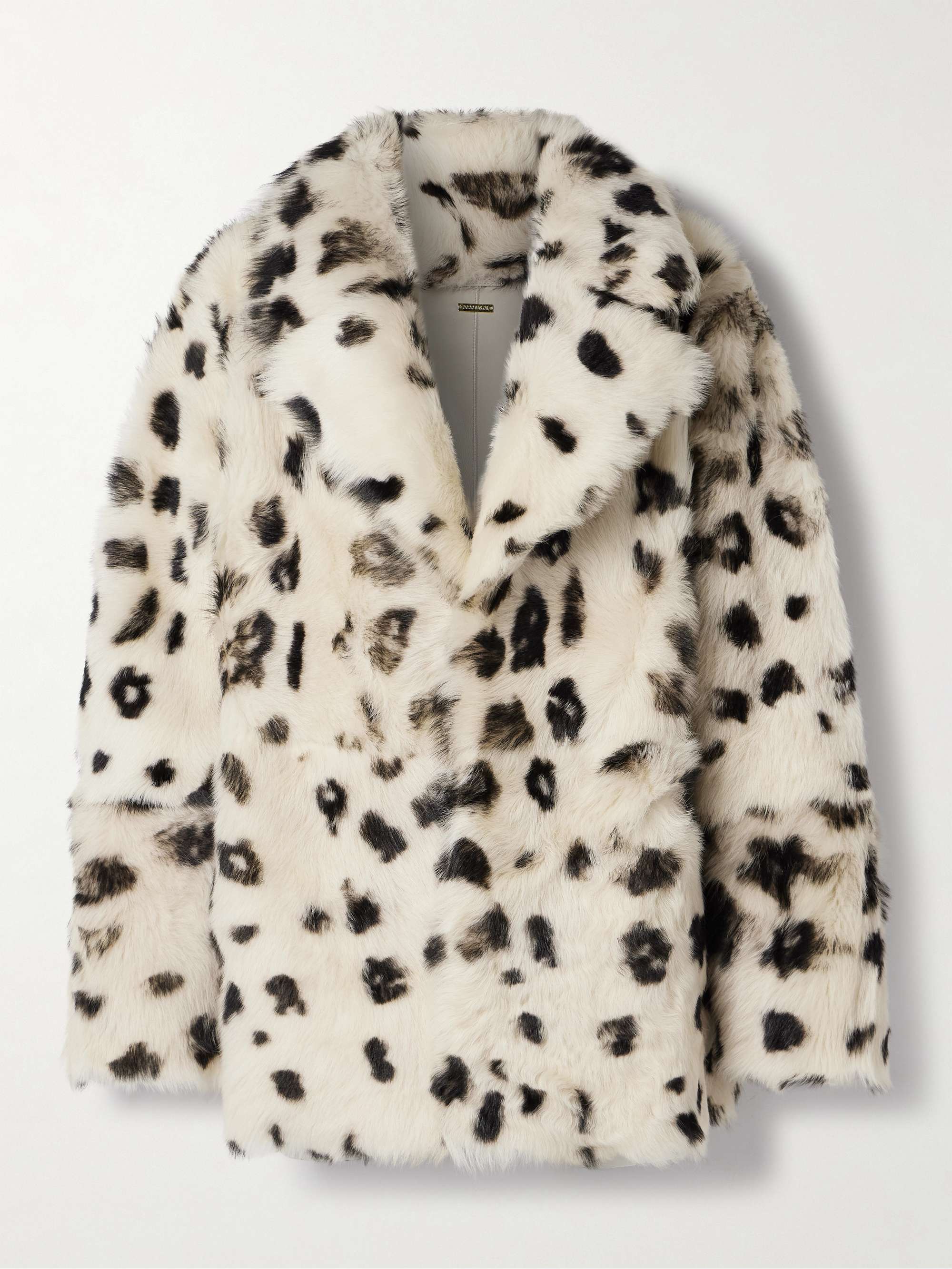 Dot printed shearling coat view