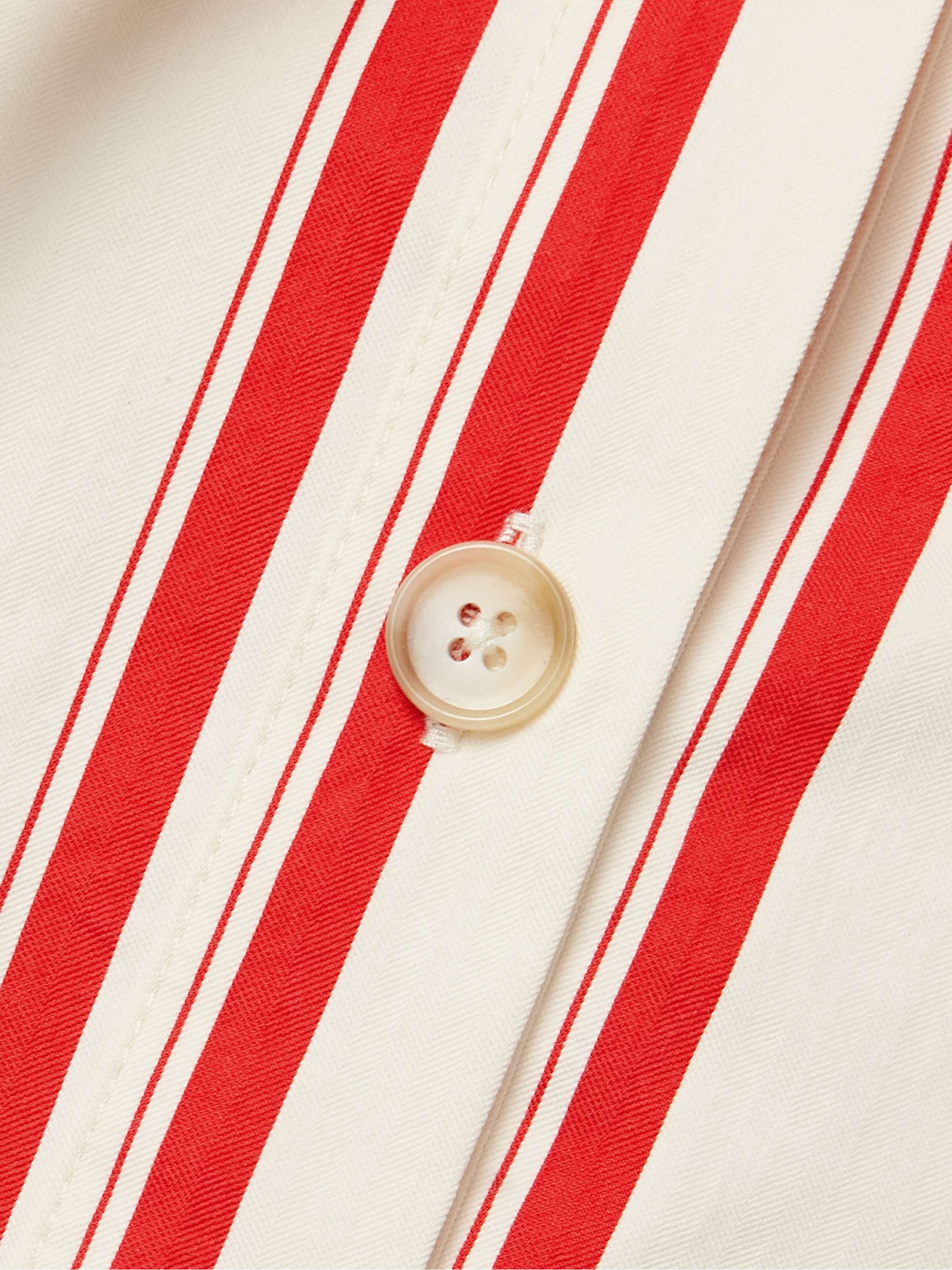 Kerchief striped herringbone cotton-blend halterneck top view
