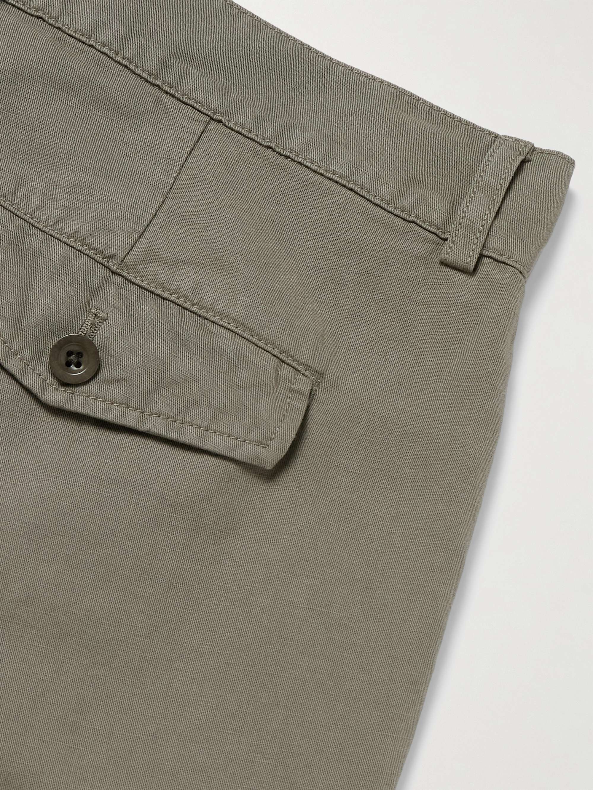 Steve Slim-Fit Pleated Organic Cotton and Linen-Blend Twill Trousers view