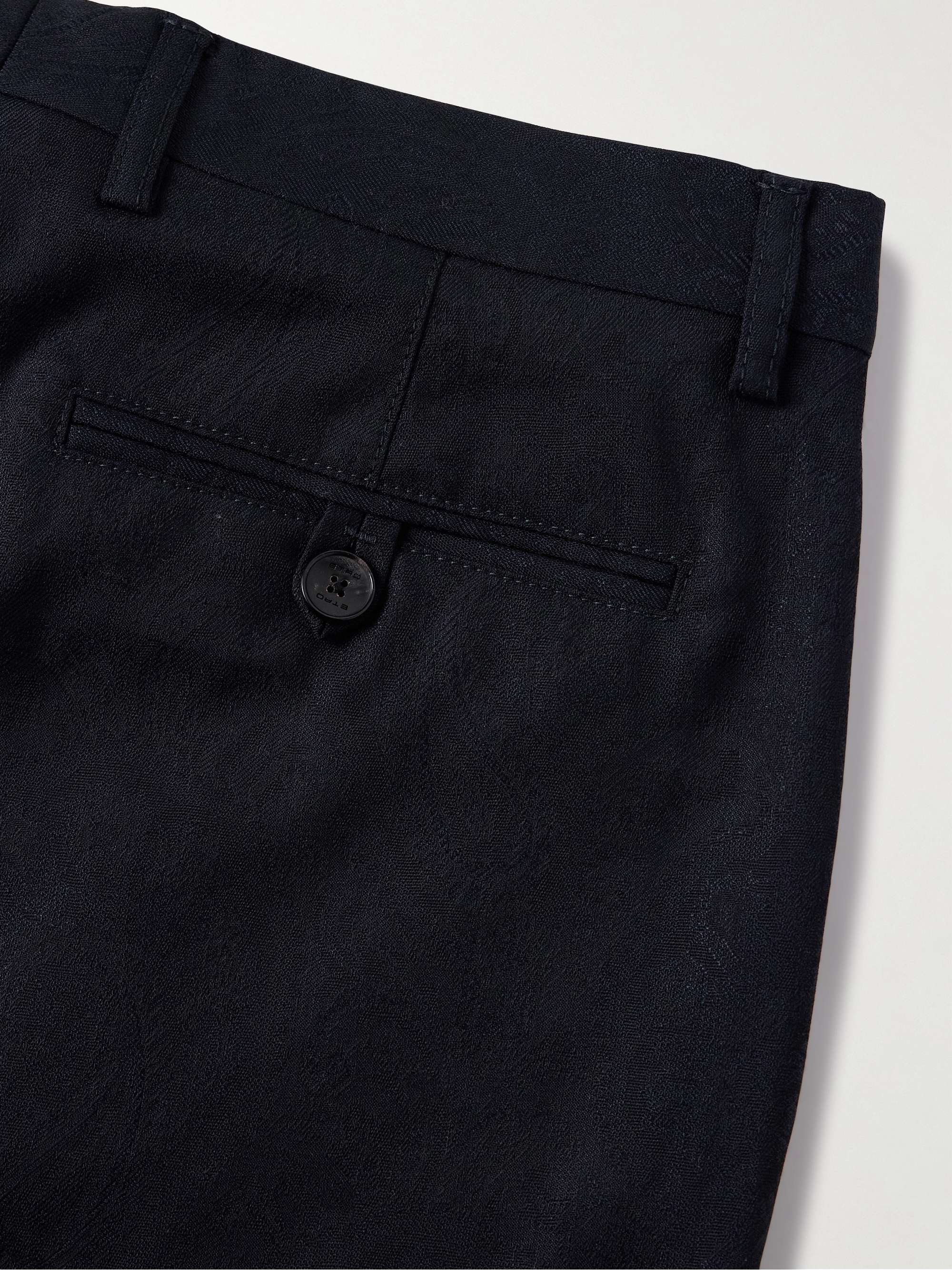 Slim-Fit Straight-Leg Wool and Silk-Blend Jacquard Tuxedo Trousers view