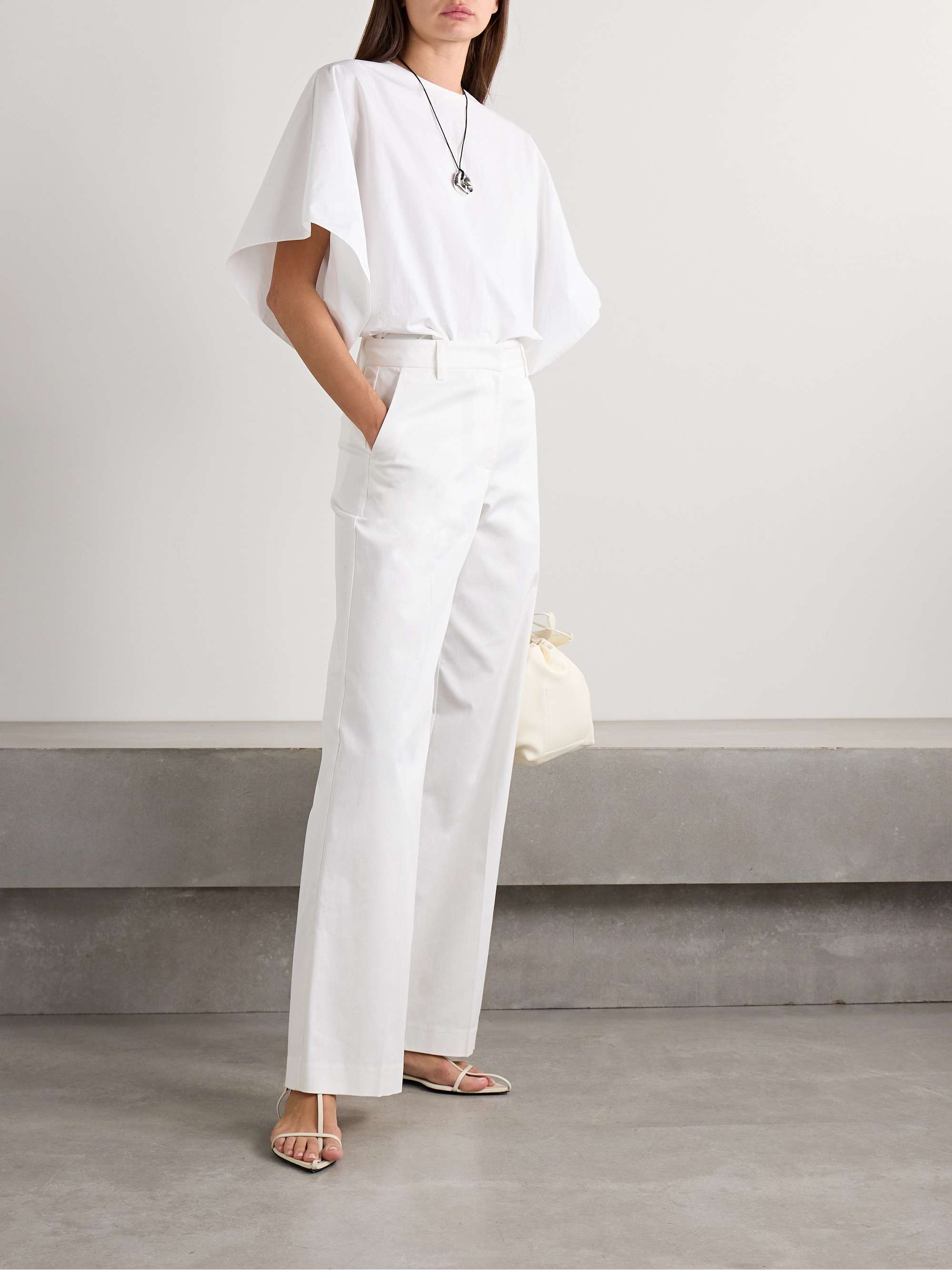 Organic cotton-blend twill straight-leg pants view