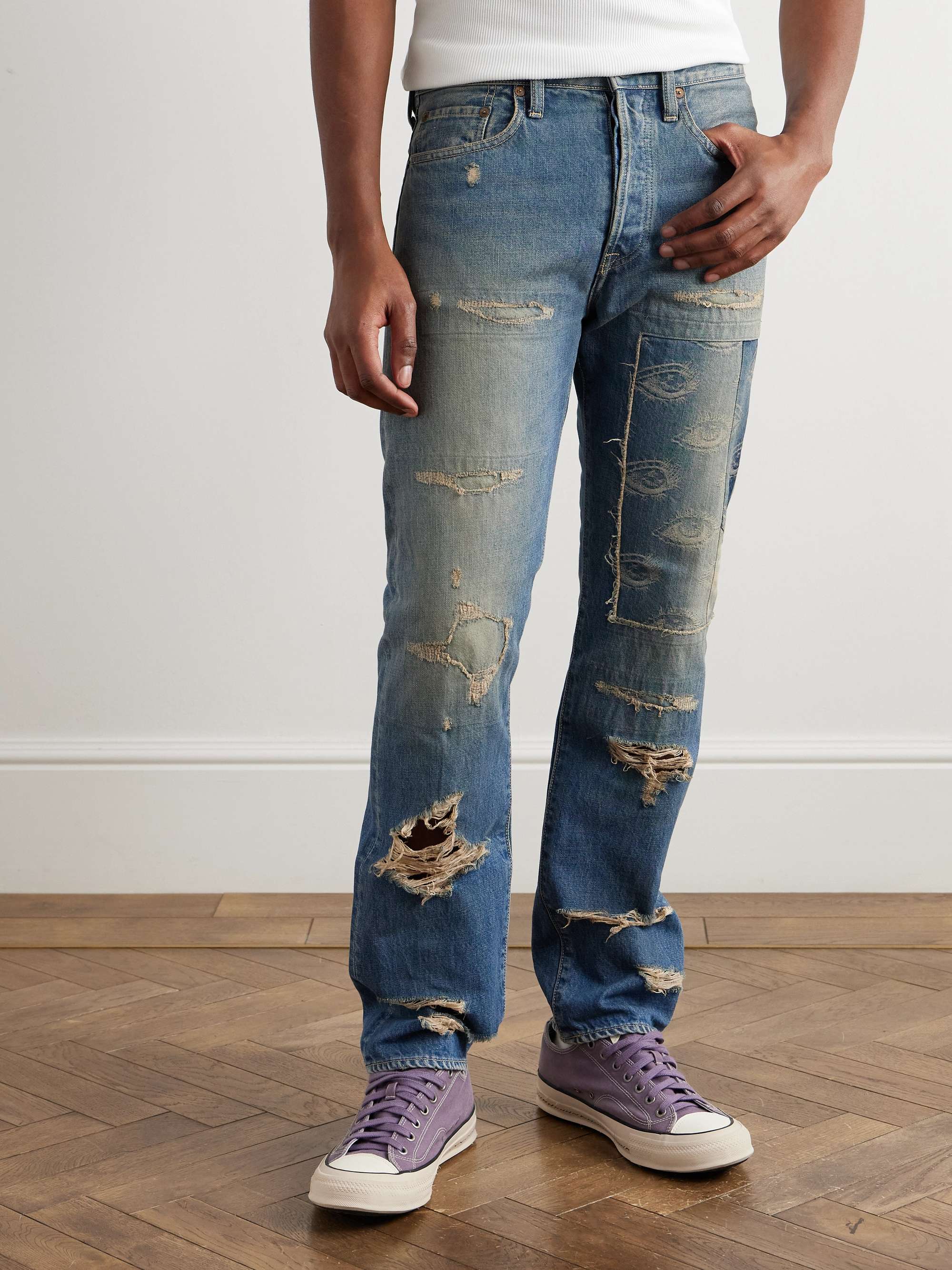 Monkey CISCO Speakeasy Slim-Fit Distressed Denim Jeans view