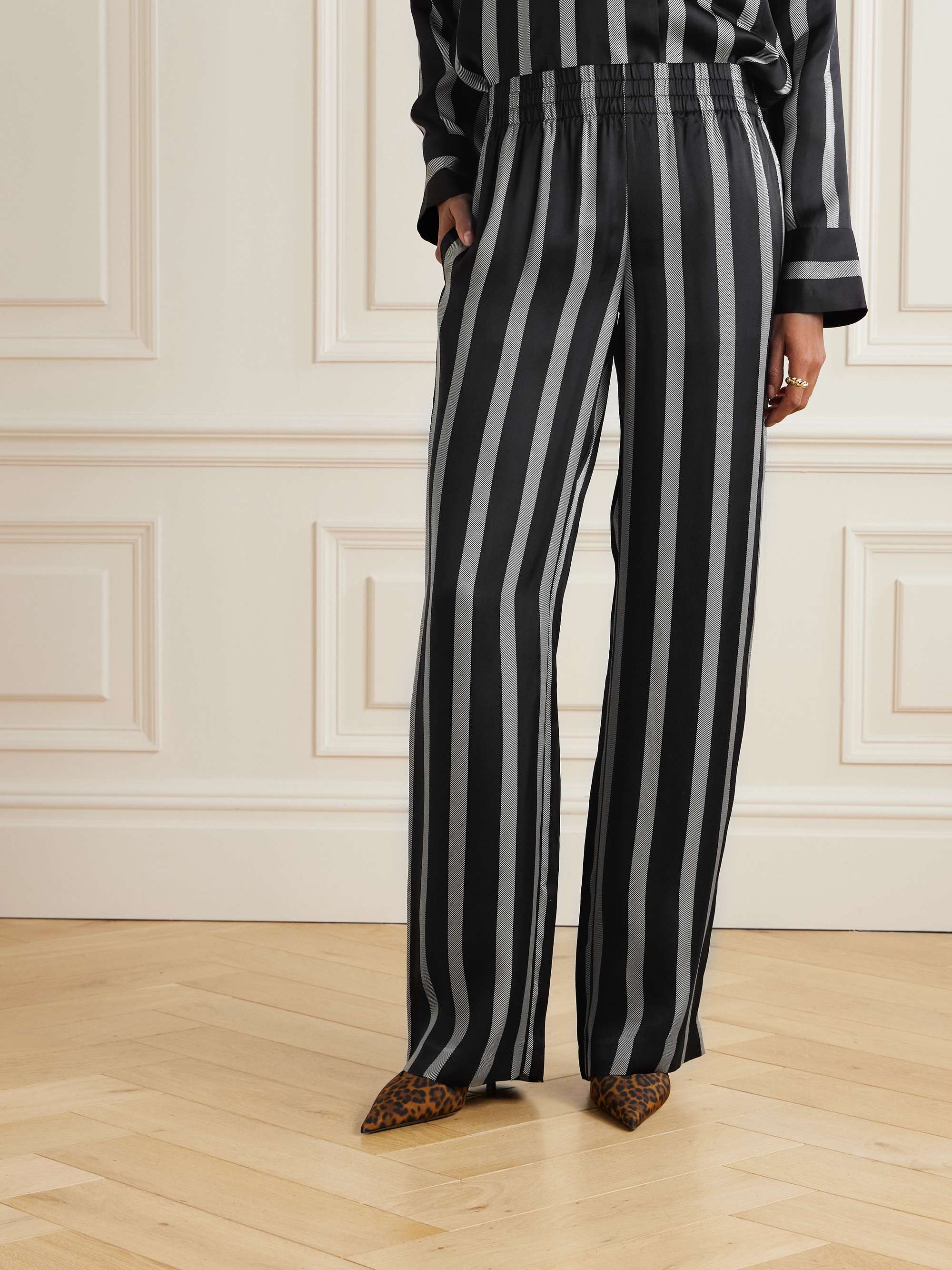 Soto striped silk-blend twill wide-leg pants view