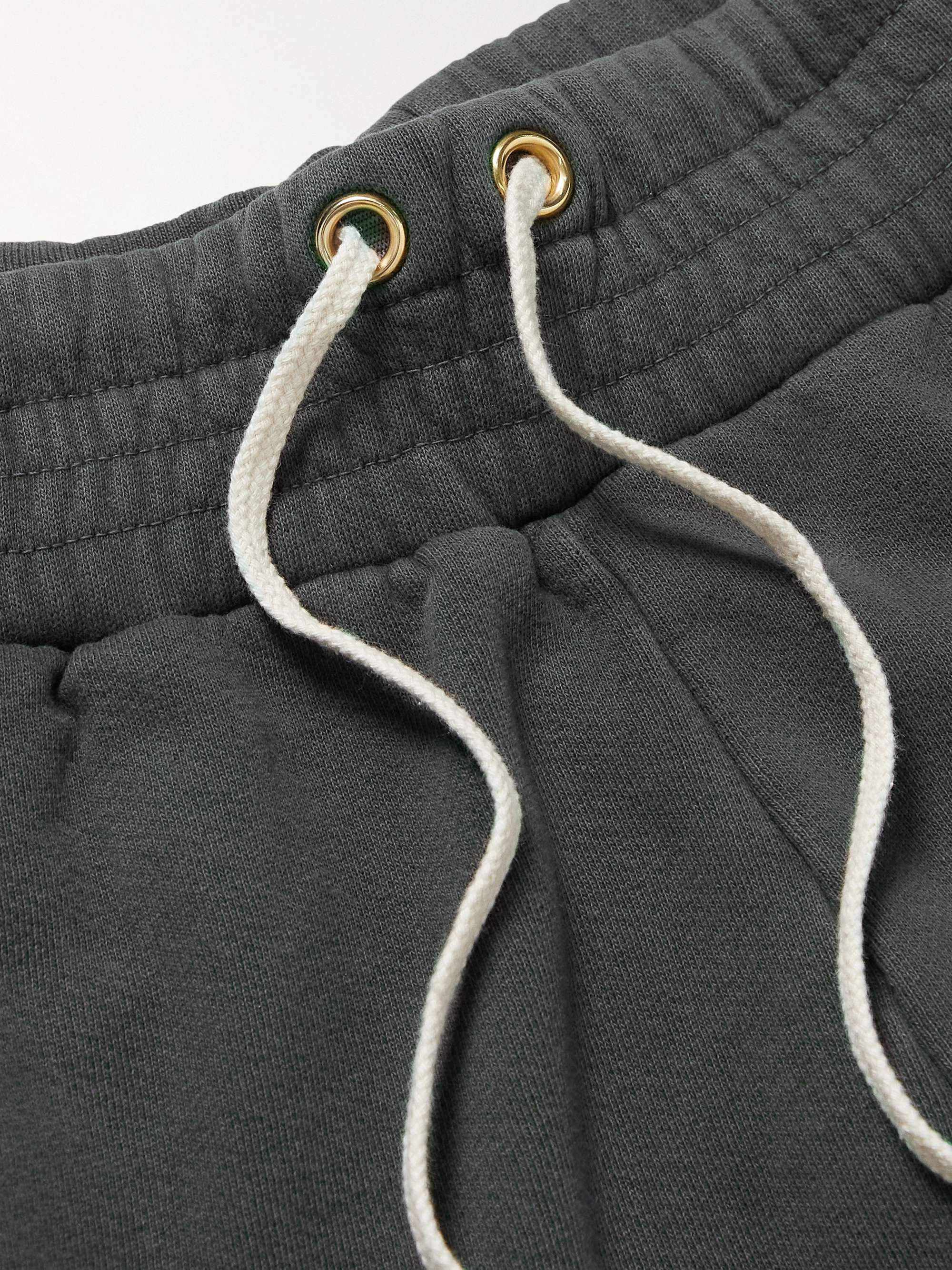 Garment-Dyed Fleece-Back Cotton-Jersey Drawstring Shorts view