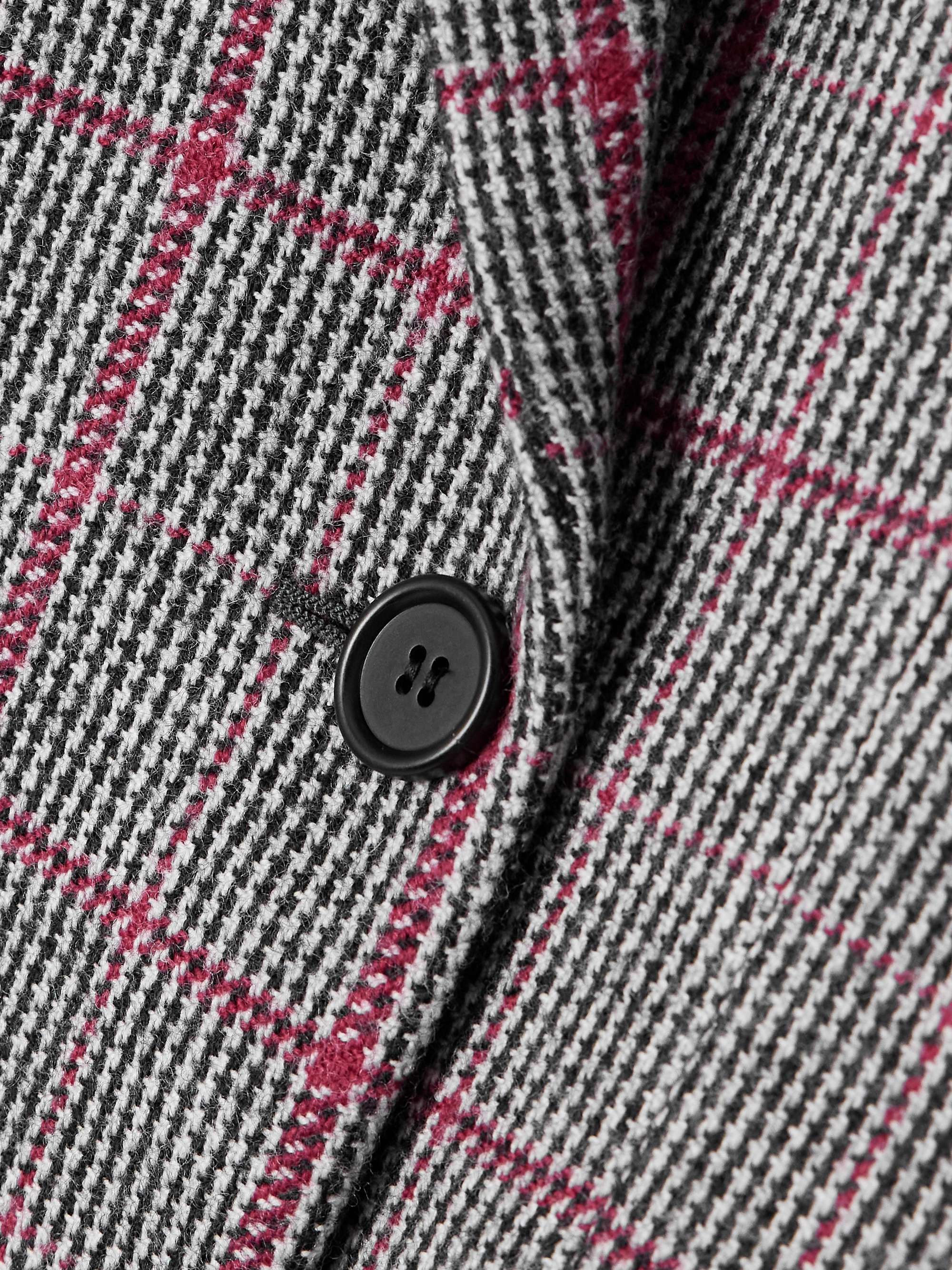 Double-breasted velvet-trimmed checked wool blazer view