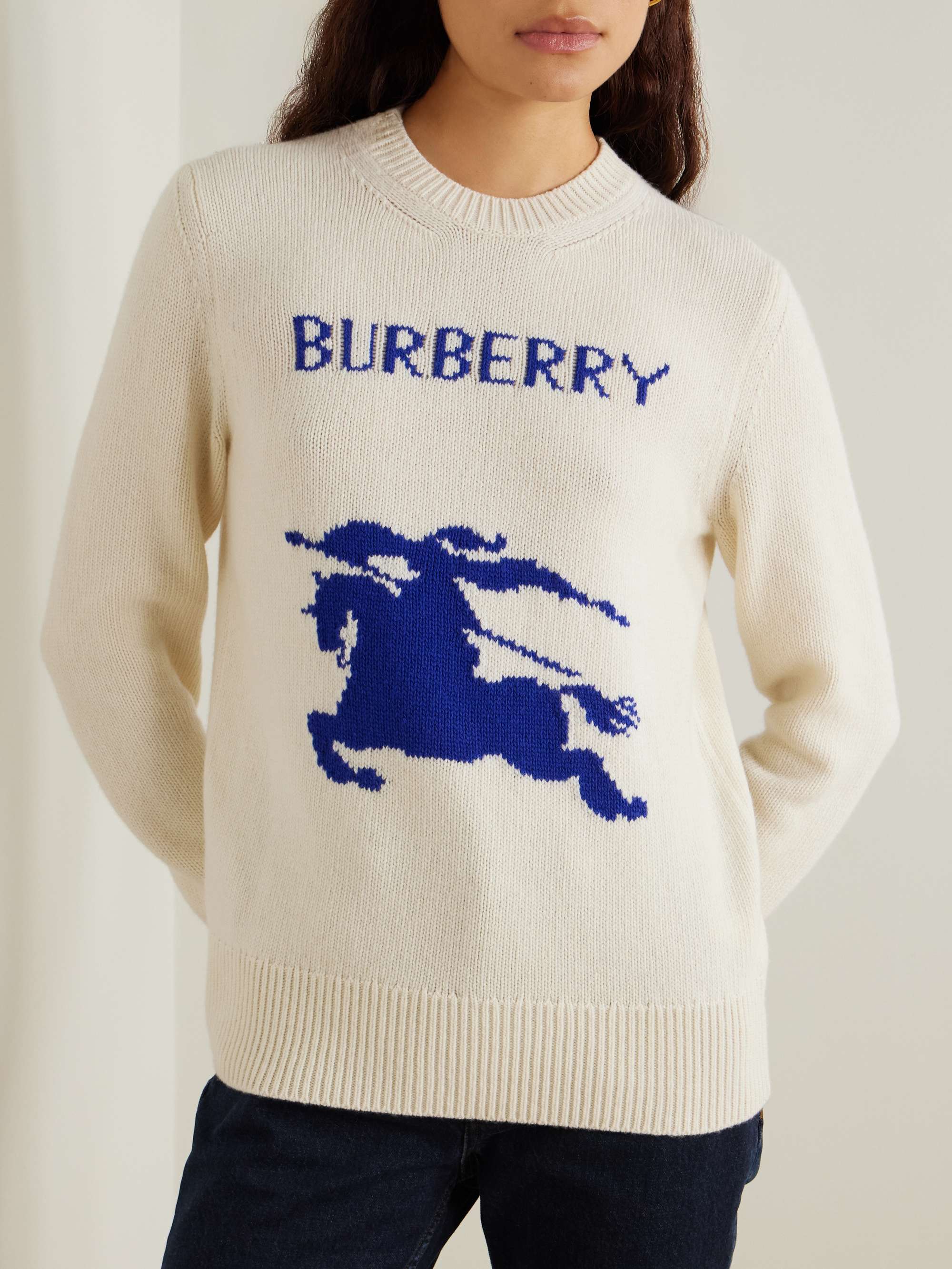 Intarsia-knit wool and cashmere-blend sweater view