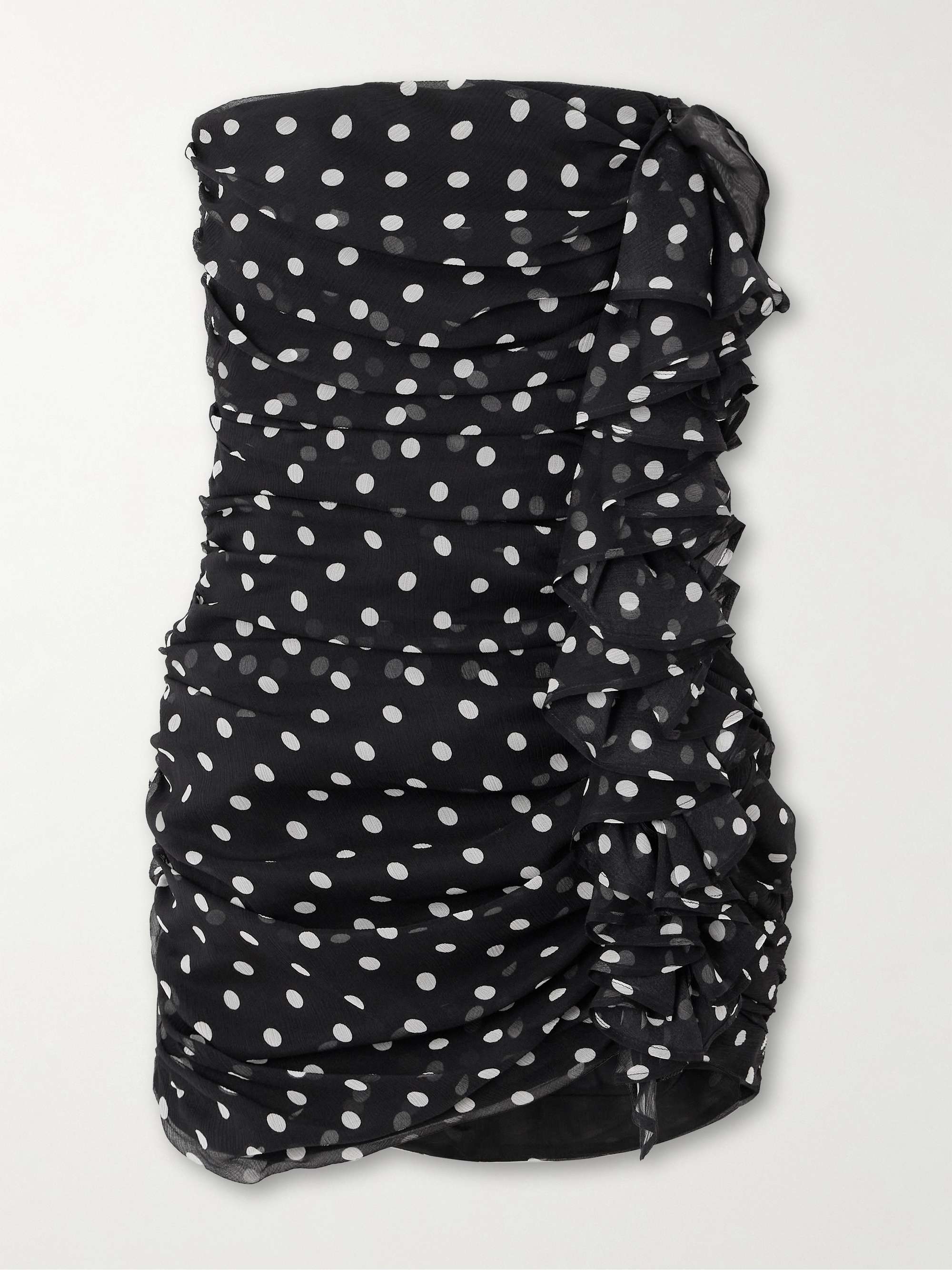 Strapless ruched polka-dot silk-crepon mini dress view