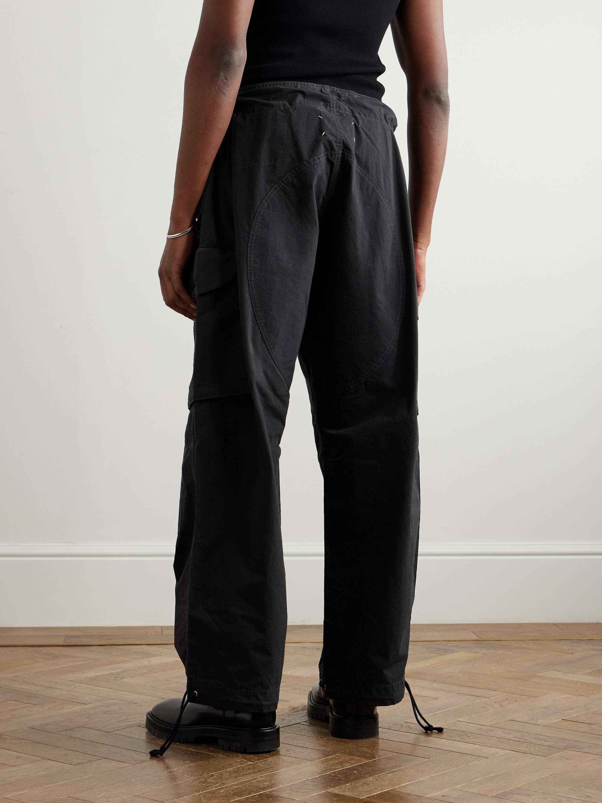 Bootcut Cotton-Blend Drawstring Cargo Trousers view