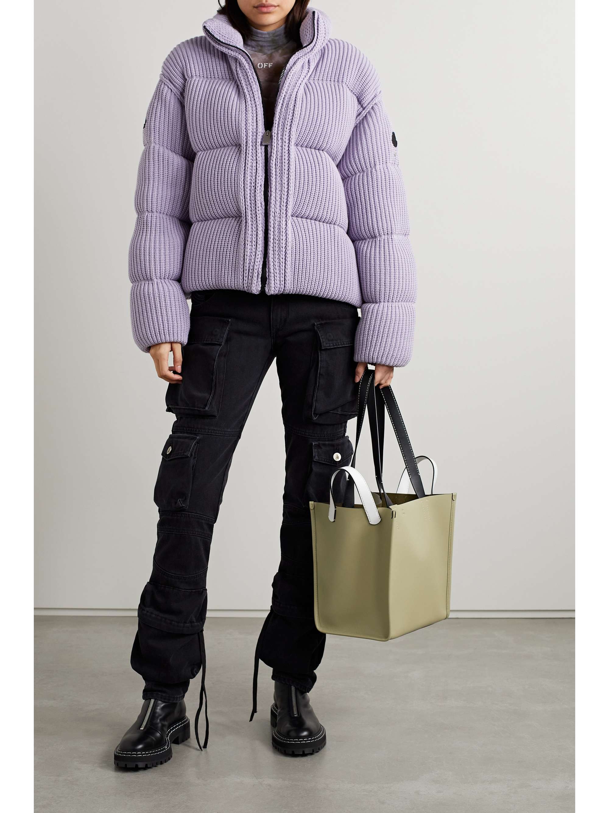 Quilted ribbed-knit down jacket view