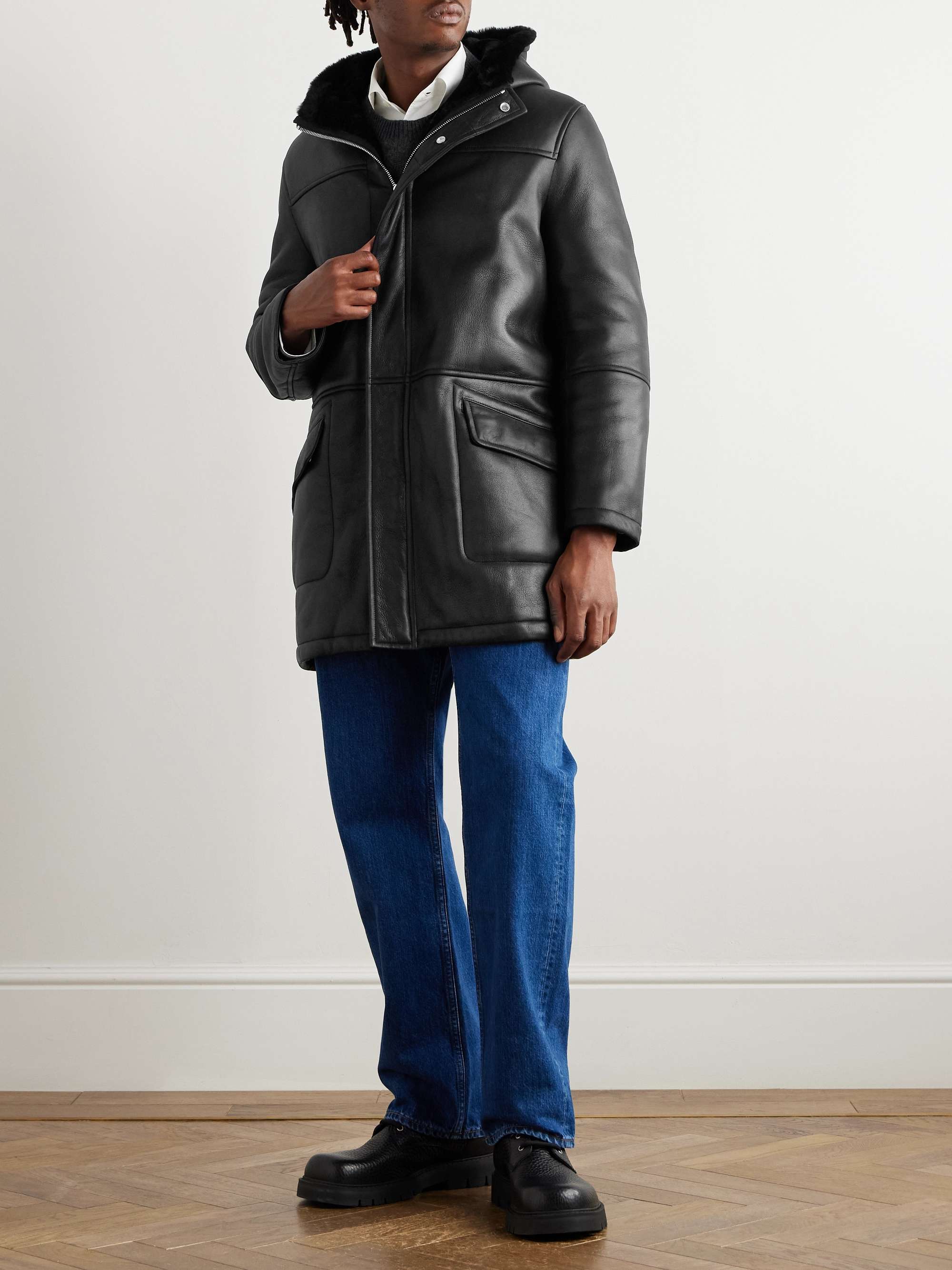 Shearling Hooded Coat view