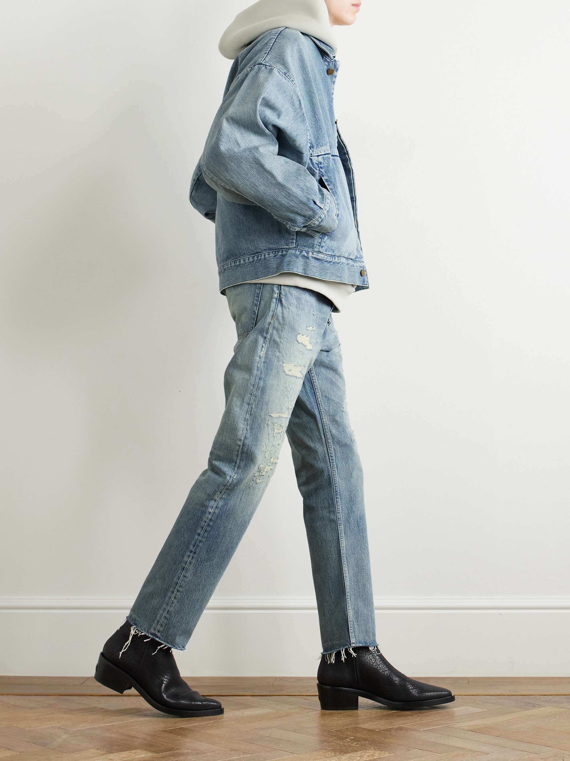 Tapered Distressed Jeans view