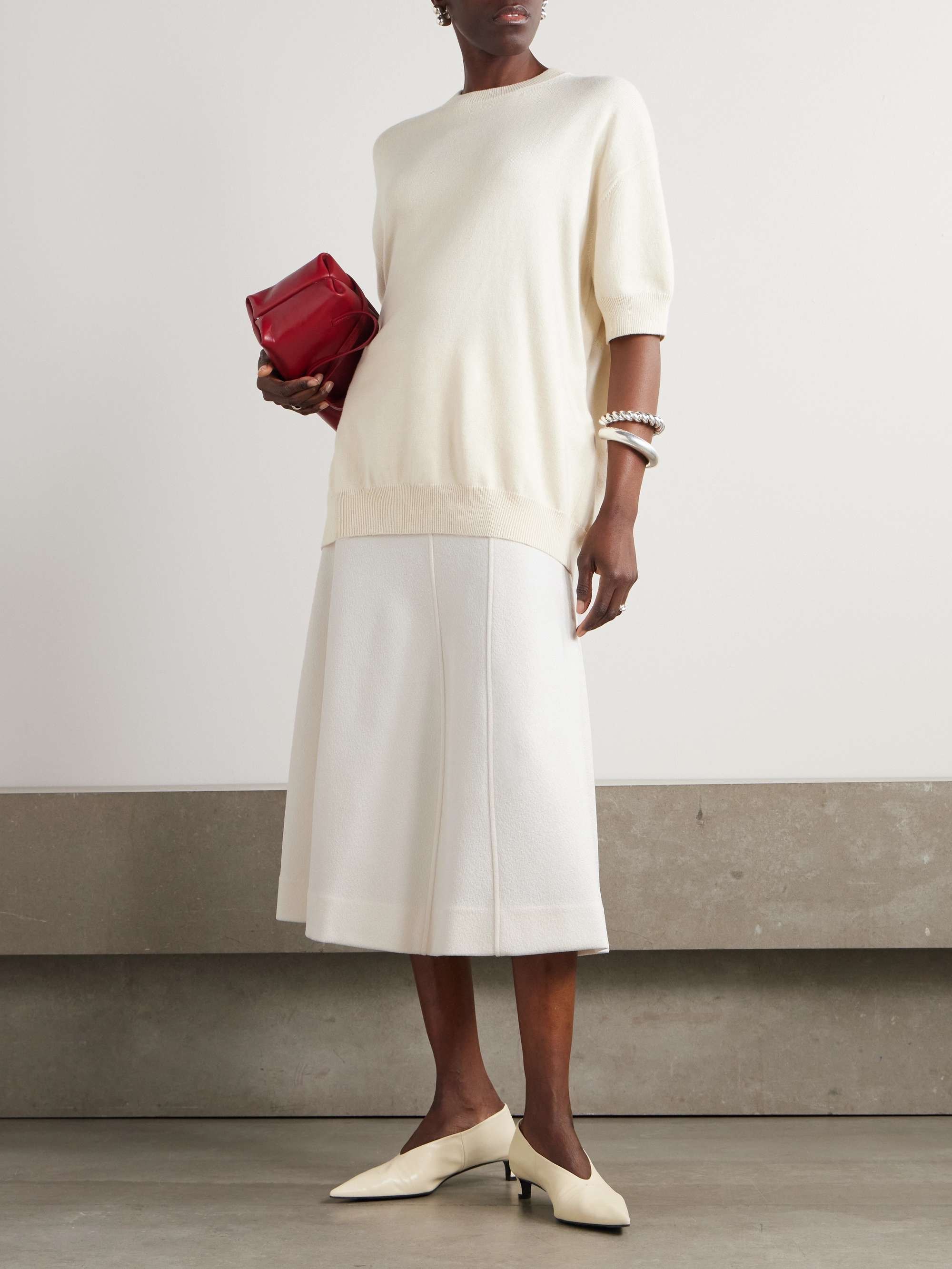 Paneled knitted midi skirt view