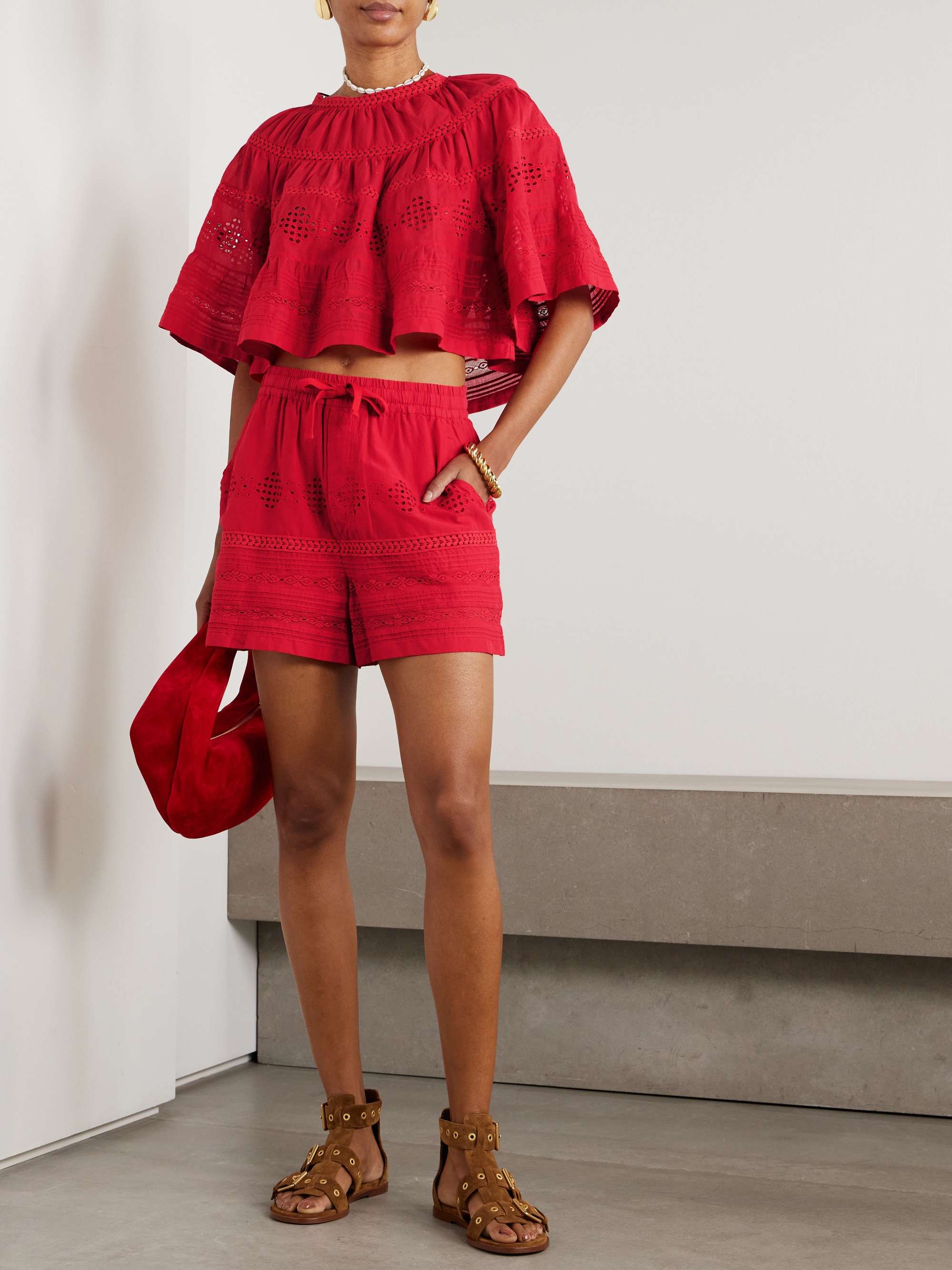 Damina crochet-trimmed broderie anglaise organic cotton-voile shorts view