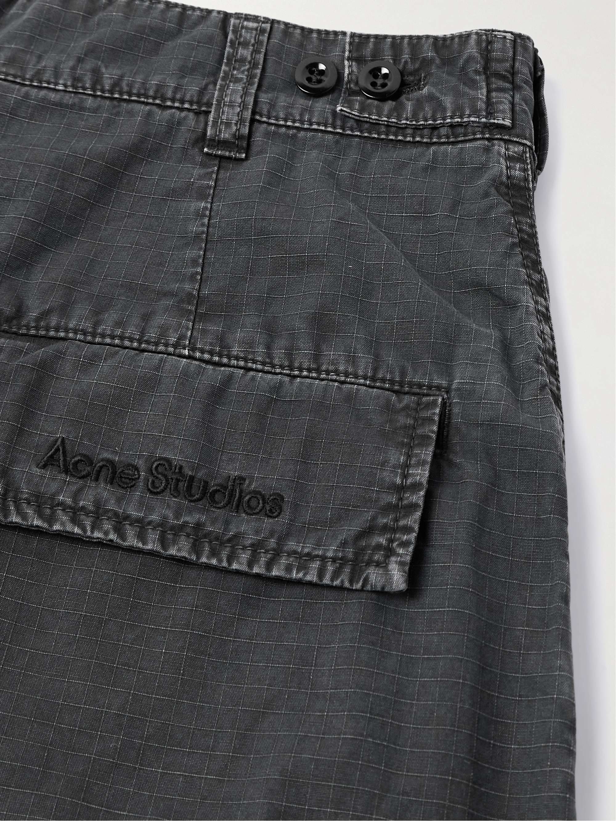 Wide-Leg Logo-Embroidered Cotton-Ripstop Cargo Trousers view