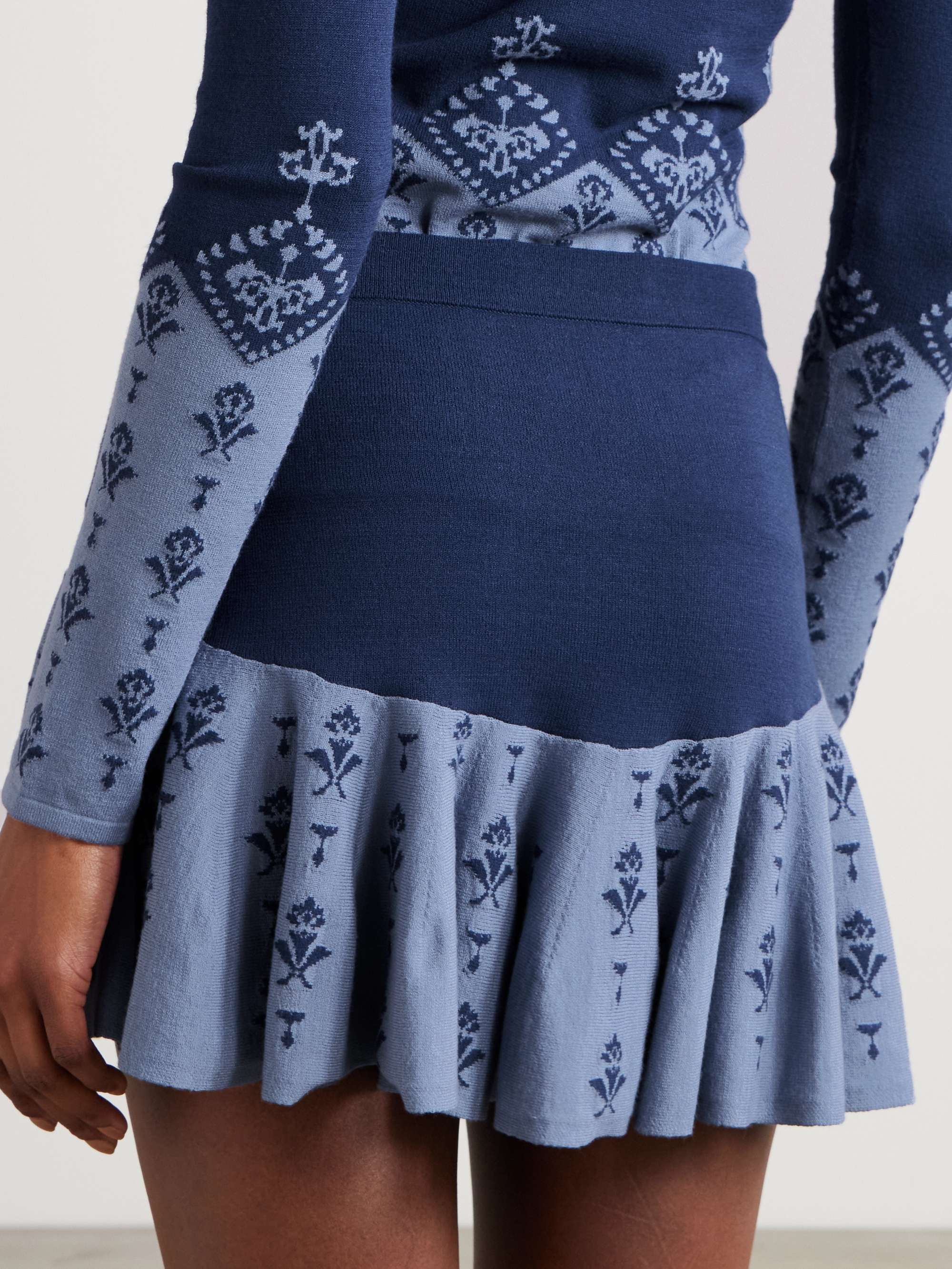 Two-tone jacquard-knit mini skirt view