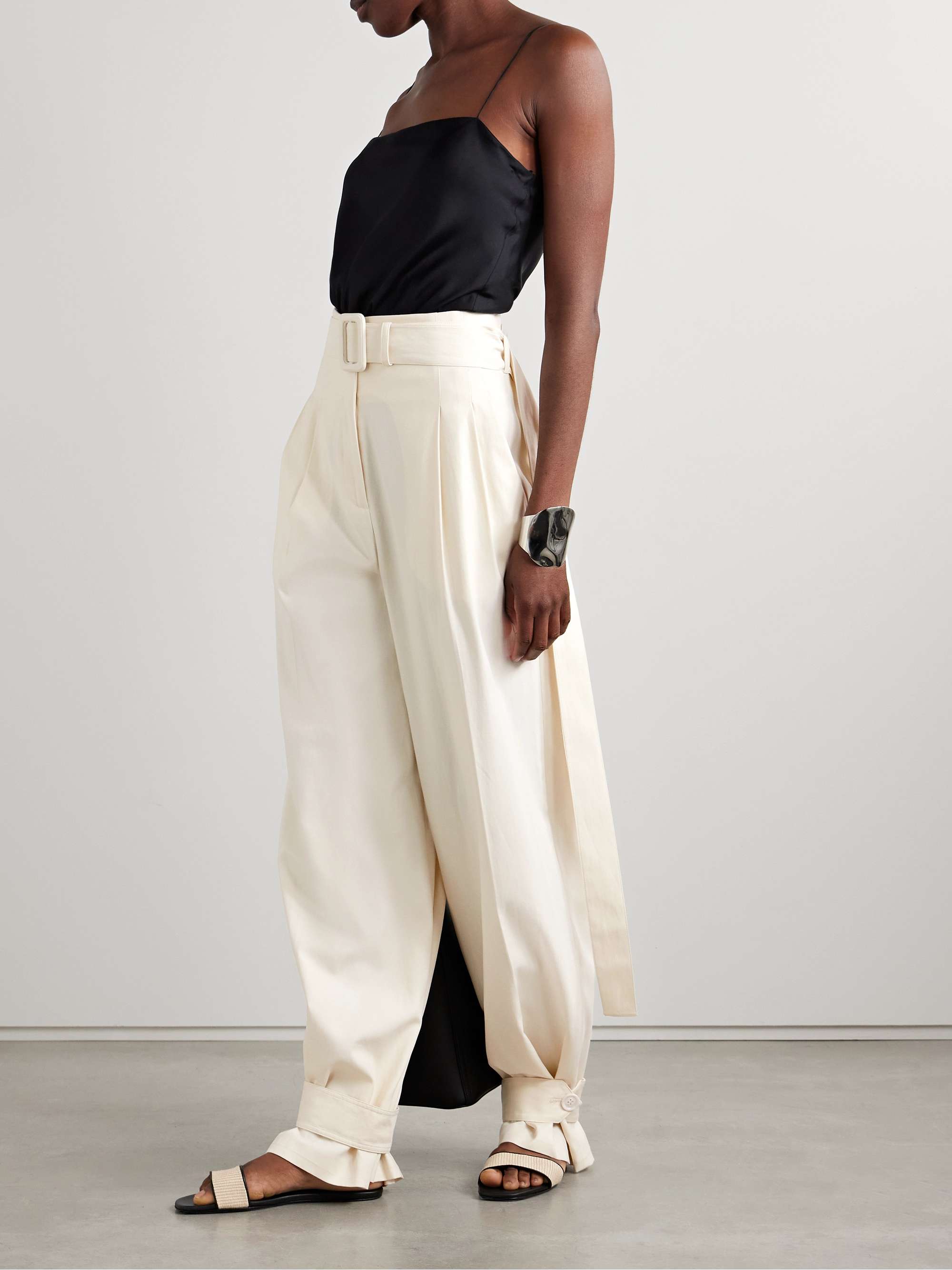 Belted Lyocell and organic cotton-blend tapered pants view