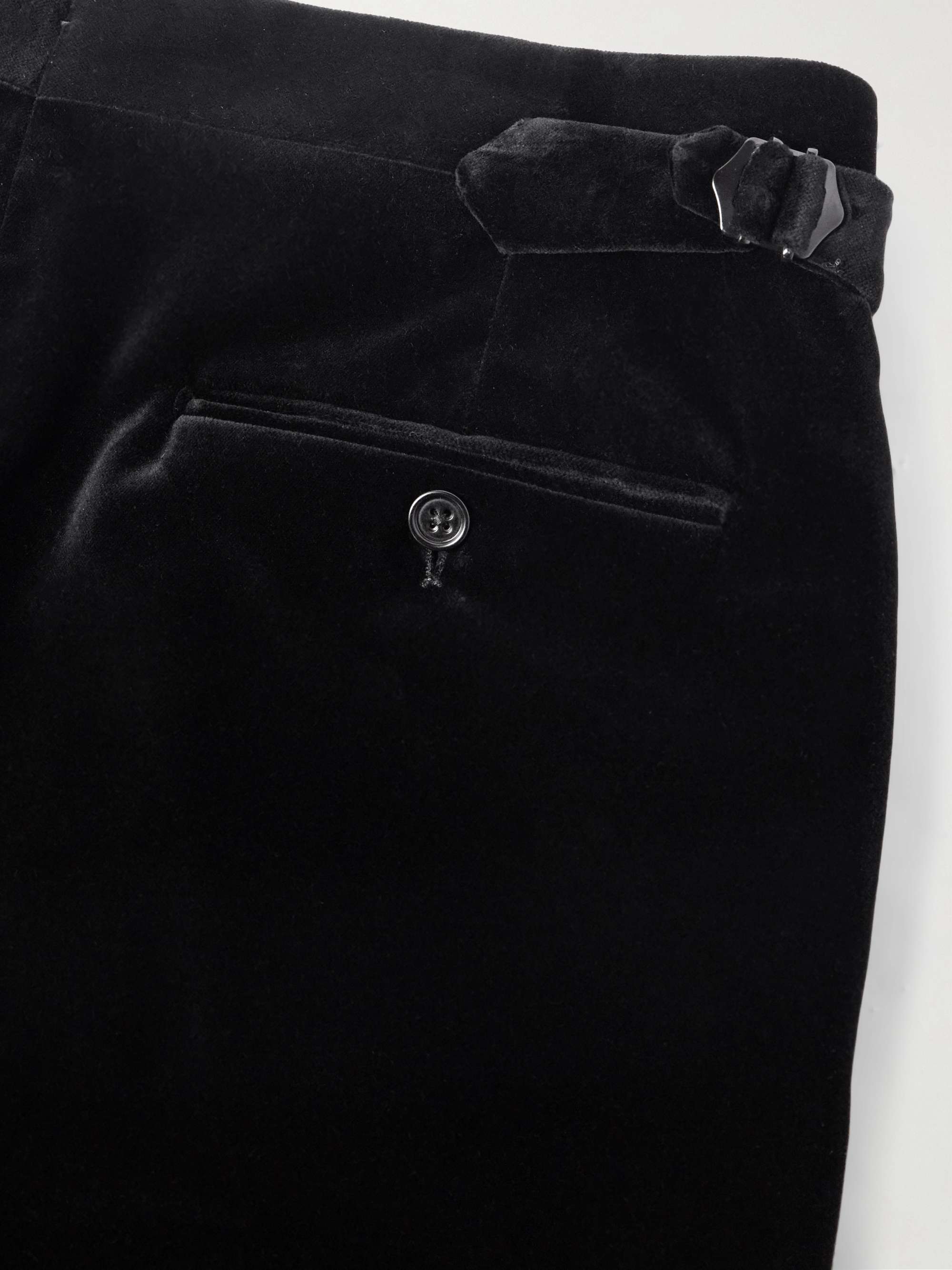 Gregory Straight-Leg Cotton-Velvet Tuxedo Trousers view
