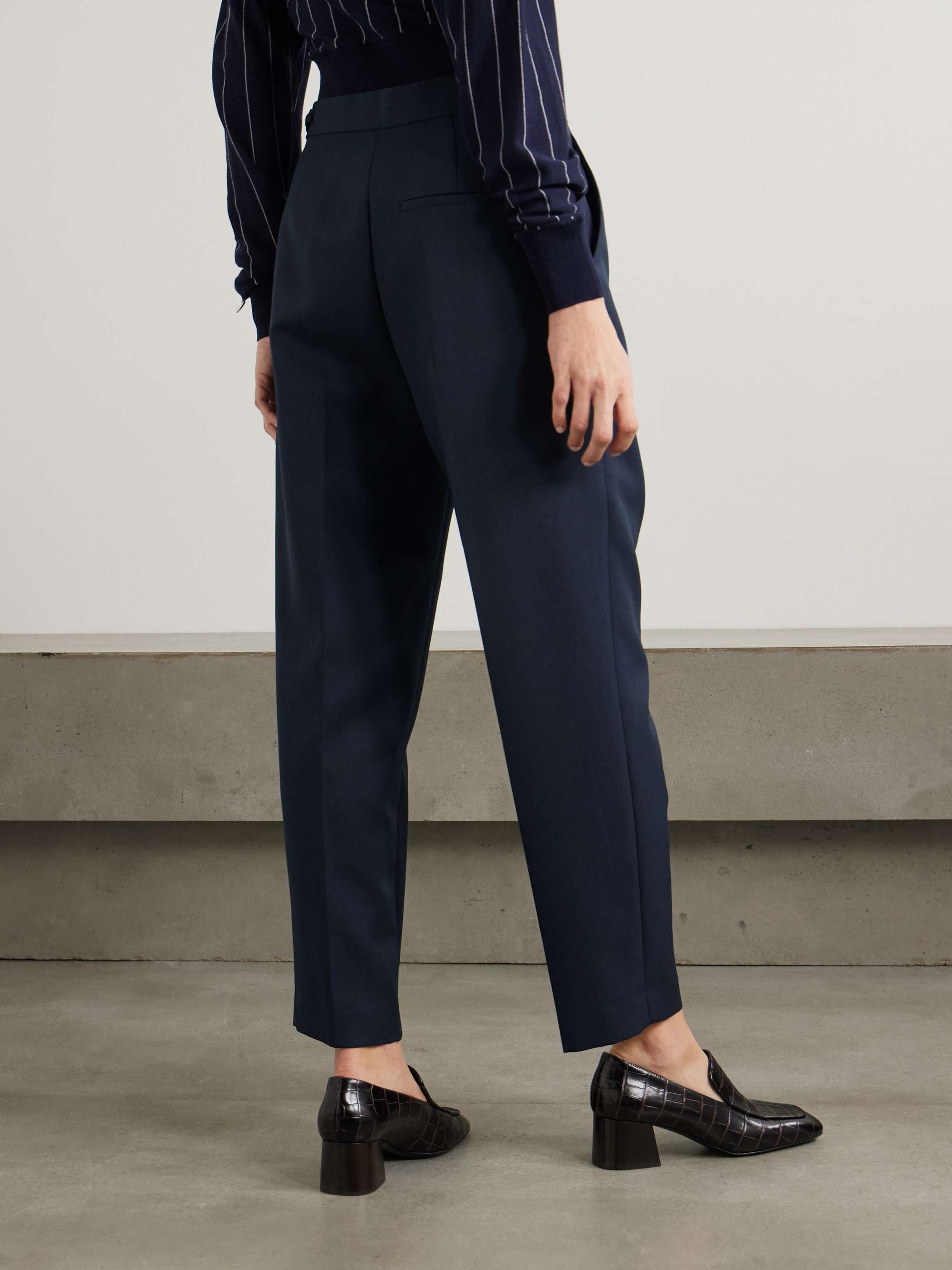 Pleated wool-blend tapered pants view