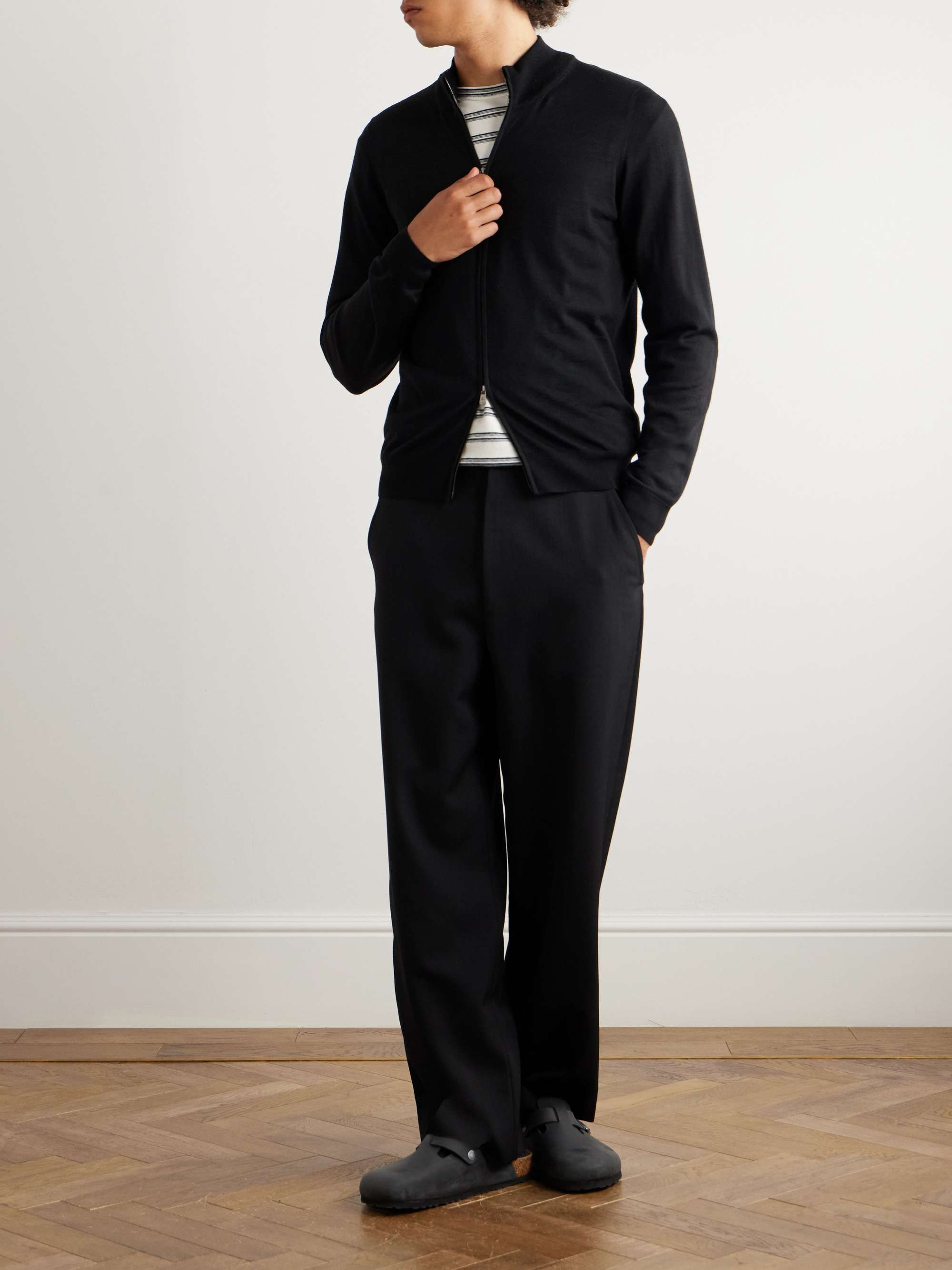 Slim-Fit Wool Zip-Up Cardigan view