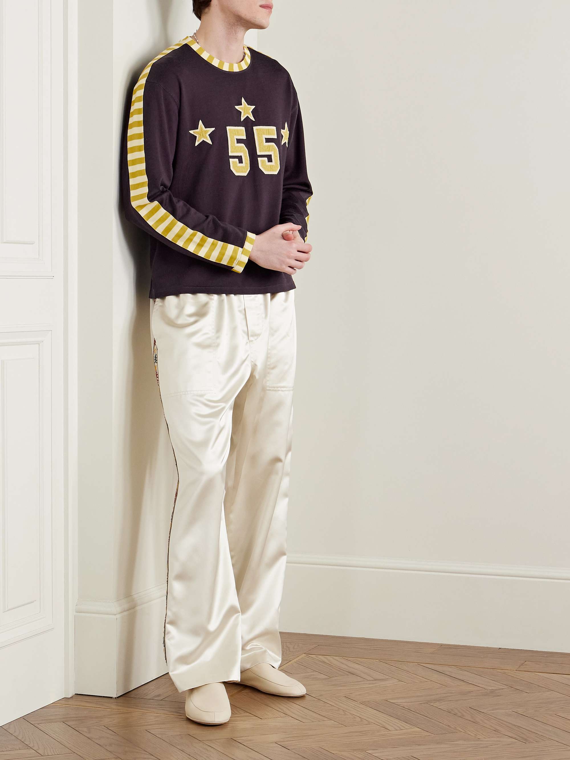 Medalist Appliquéd Striped Jersey T-Shirt view
