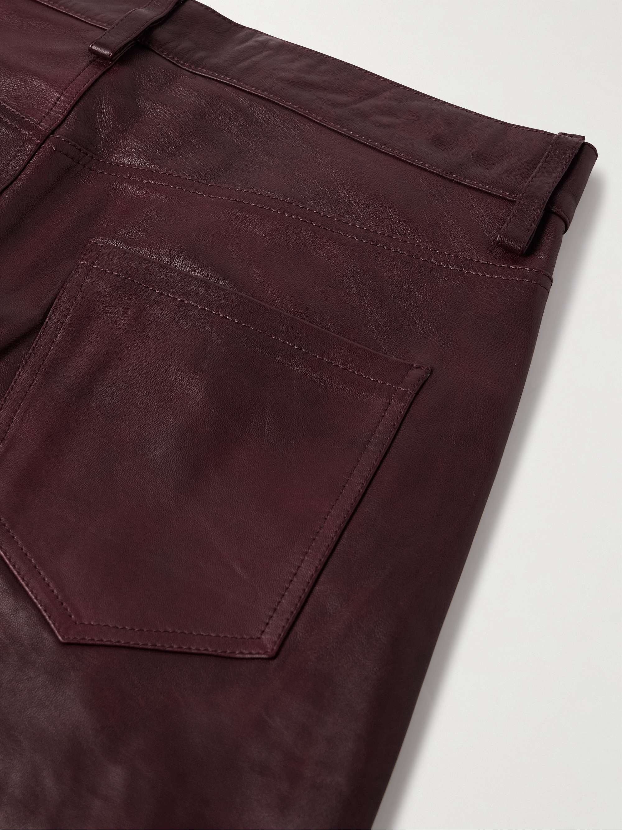 Slim-Fit Flared Leather Jeans view