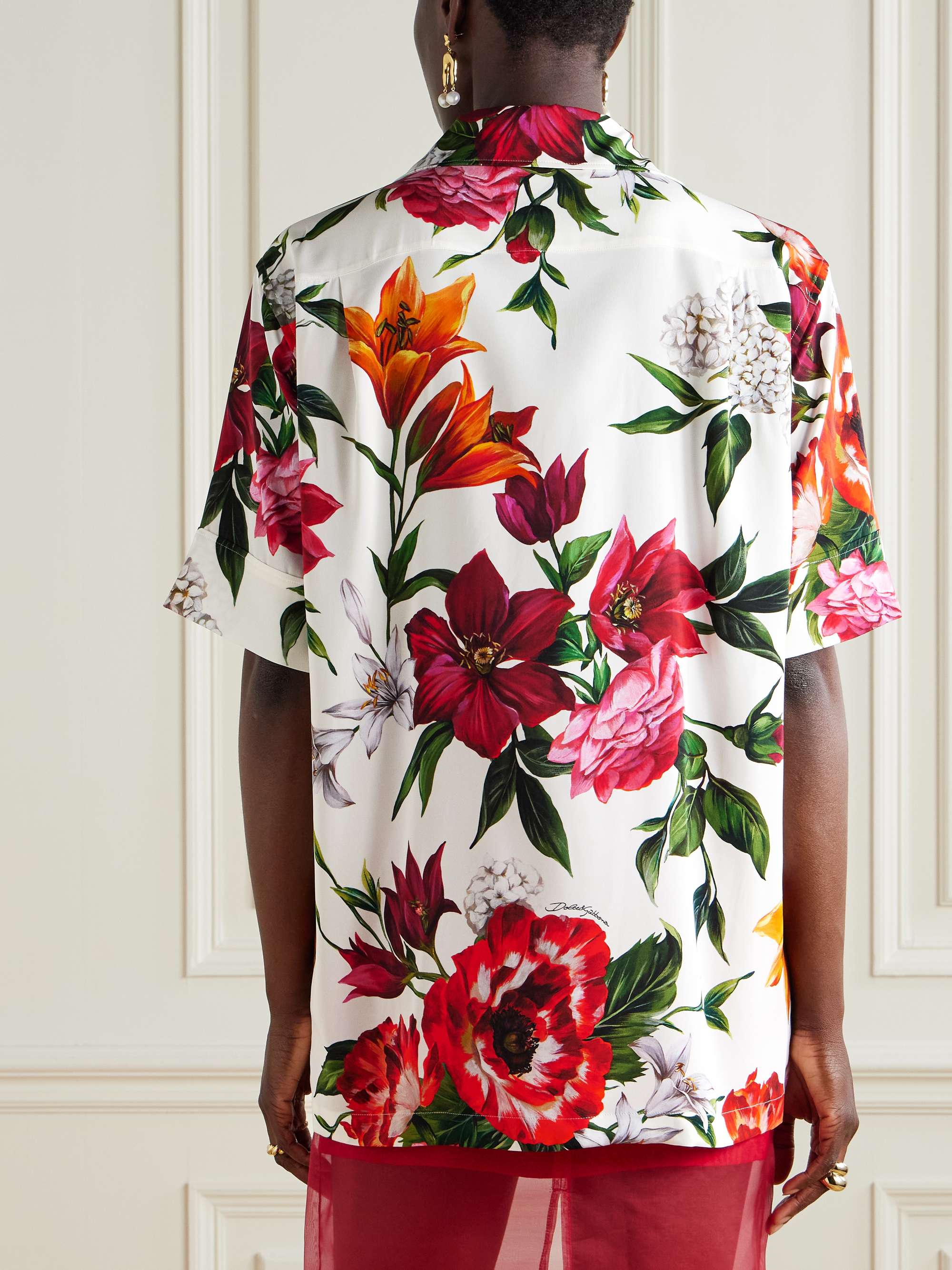 Floral-print silk-blend shirt view