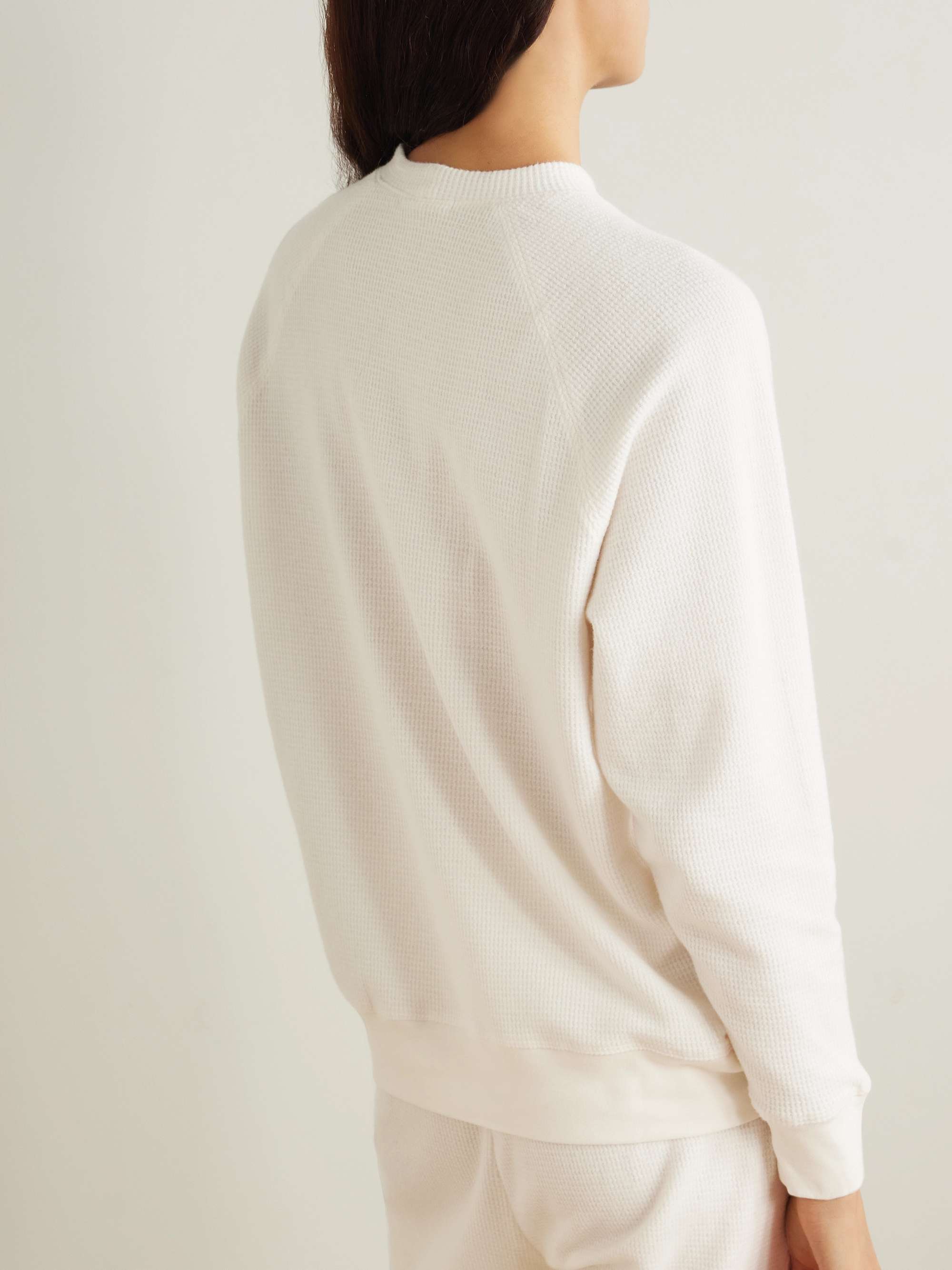 Waffle-knit cotton and cashmere-blend top view