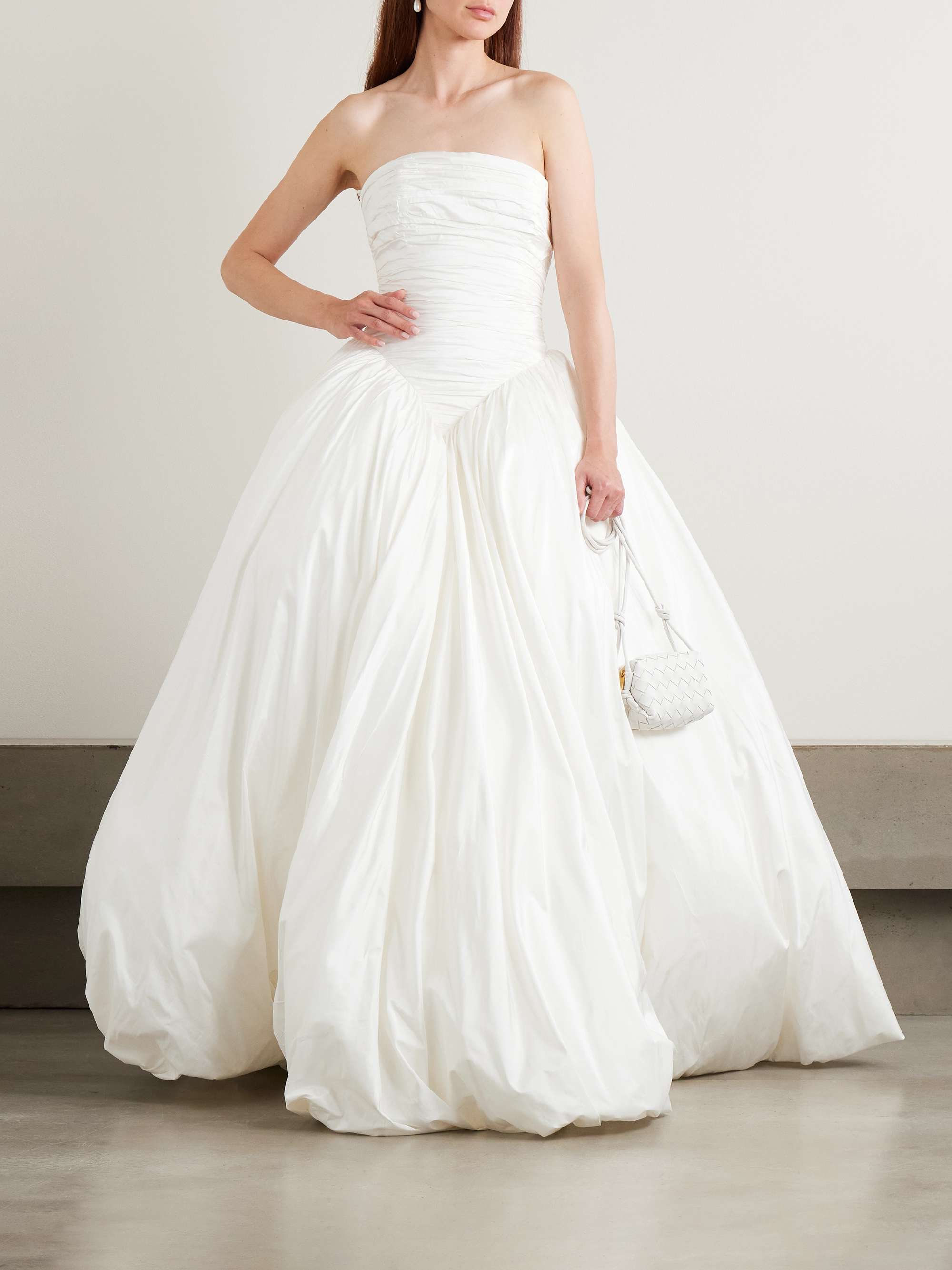 Britt strapless ruched silk-taffeta gown view