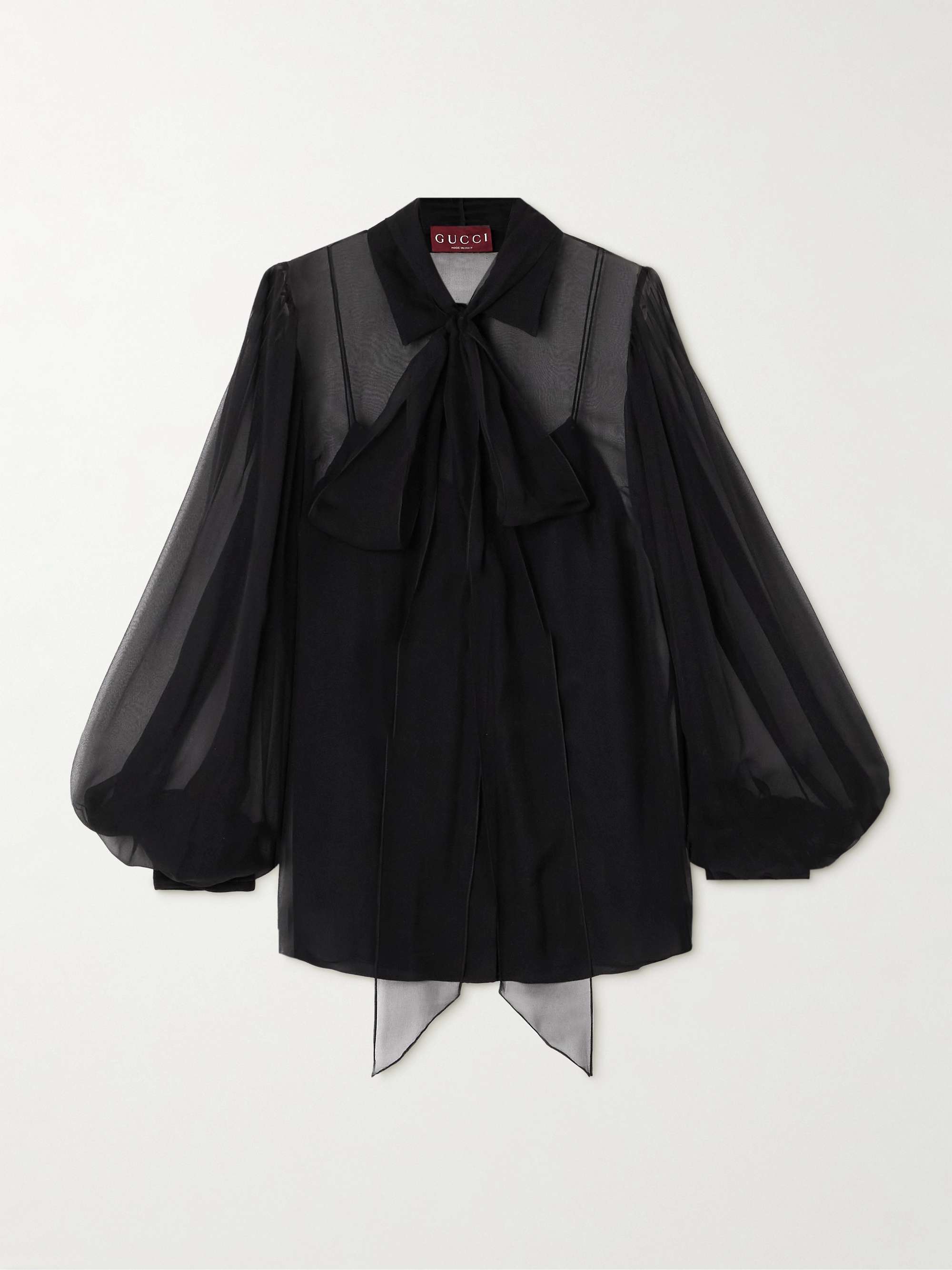 Pussy-bow silk-chiffon shirt view