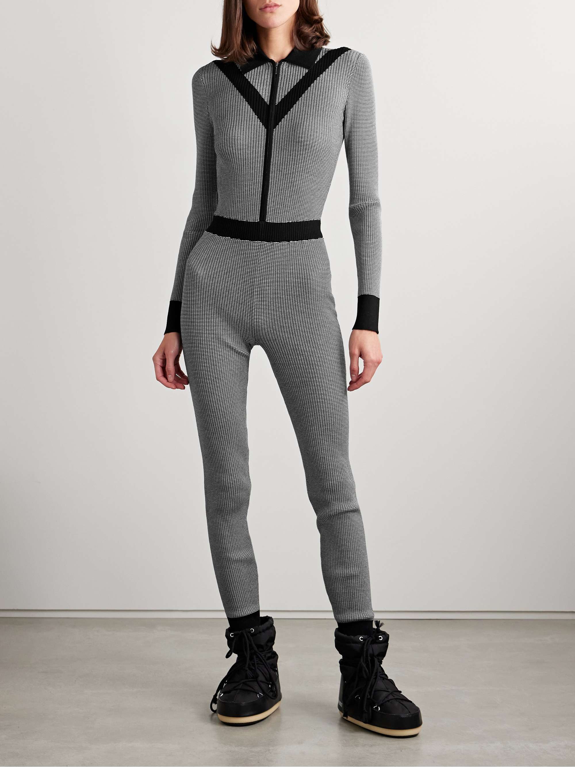 Speed Skate ribbed striped merino wool-blend jumpsuit view