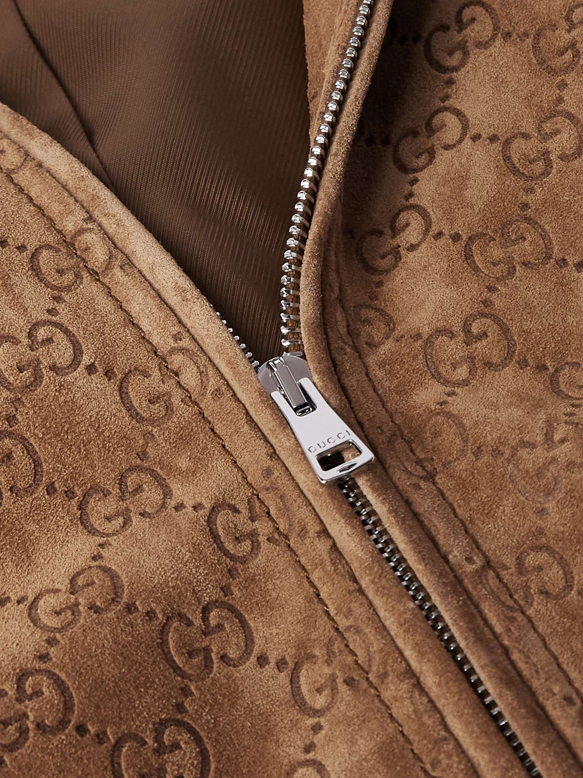 Logo-Debossed Suede Jacket view