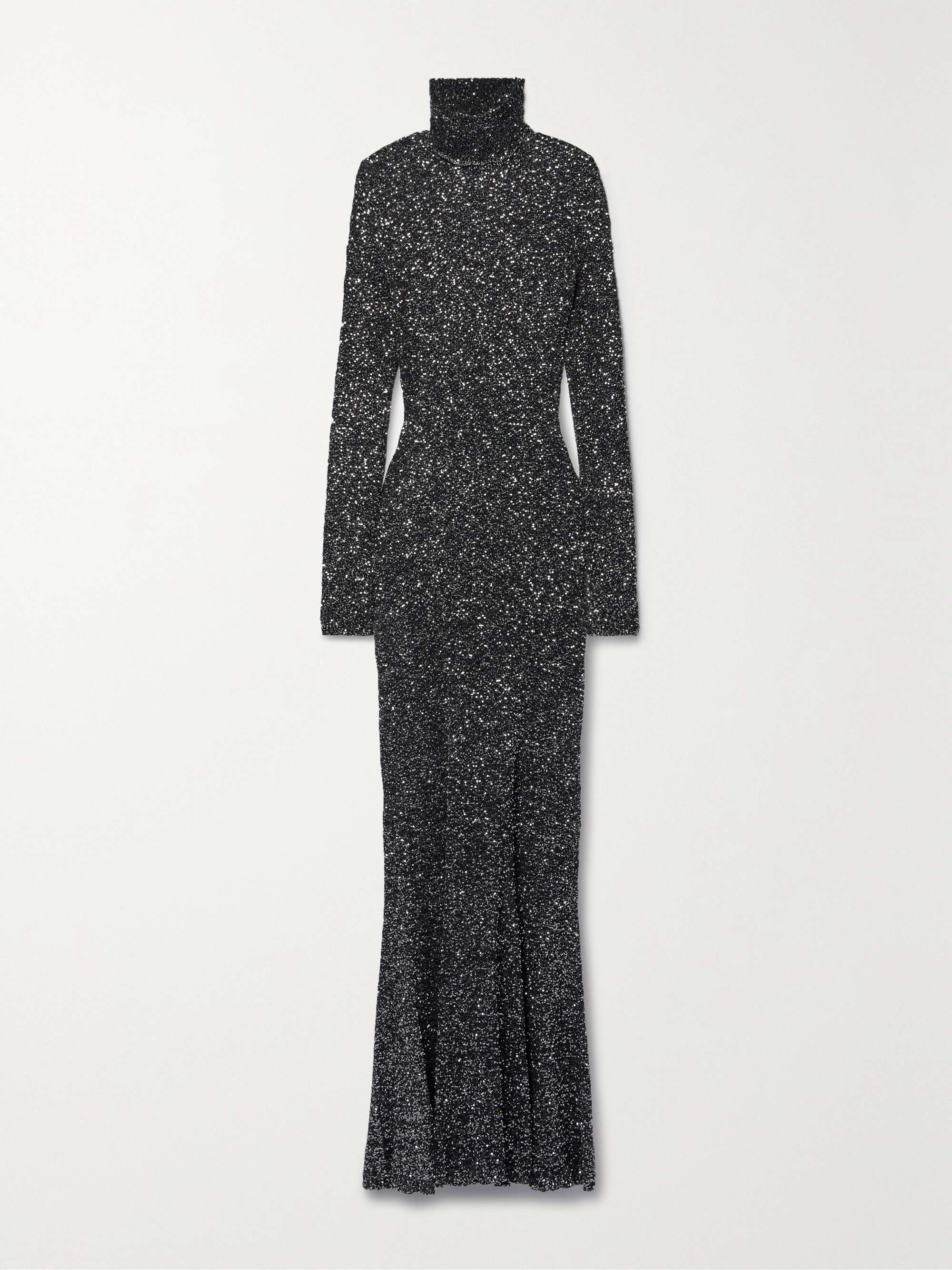 Sequined stretch-knit turtleneck maxi dress view
